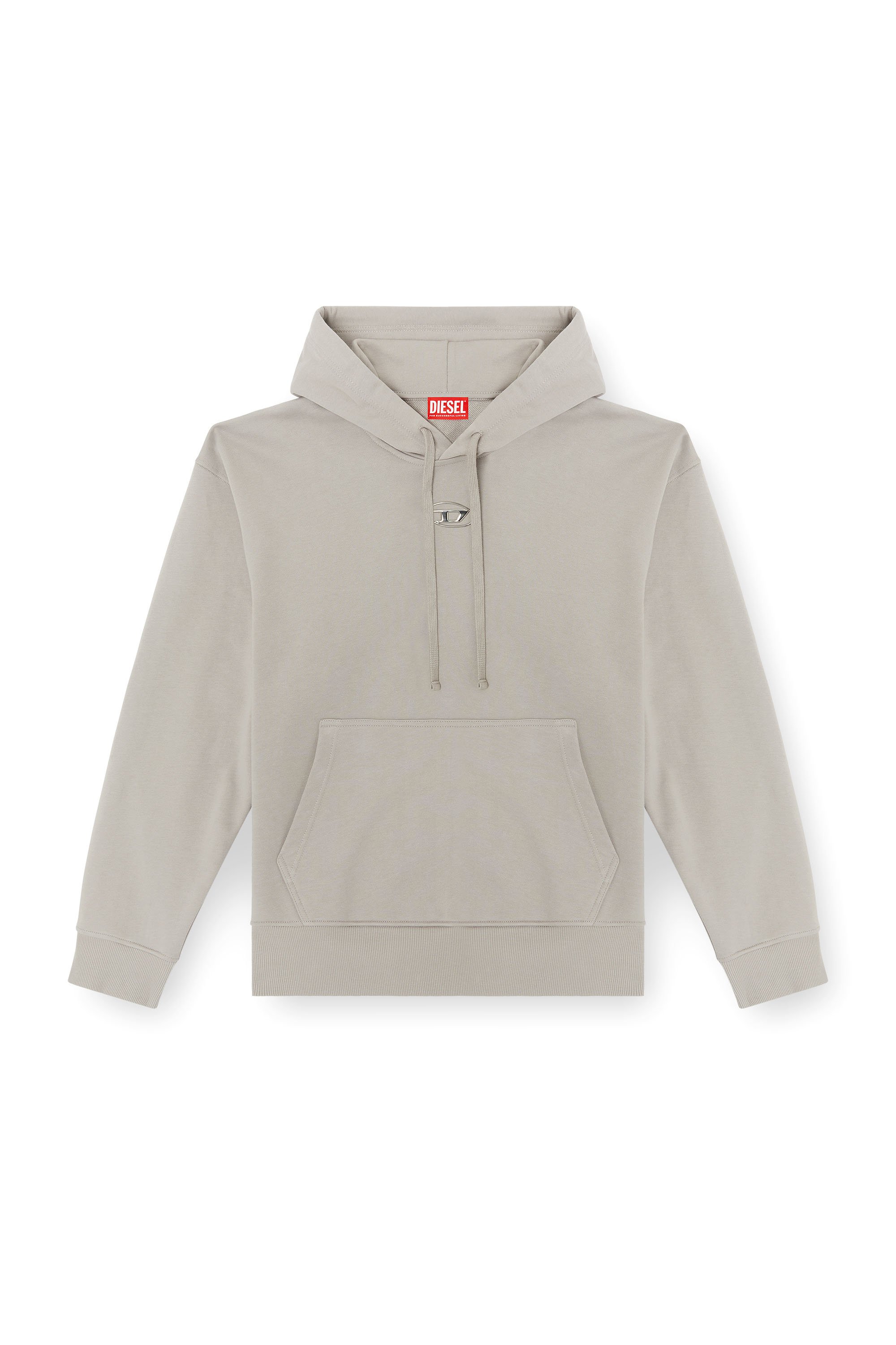 Diesel - S-MACS-HOOD-OD, Sudadera con capucha extragrande con logotipo metálico Hombre in Gris - 4