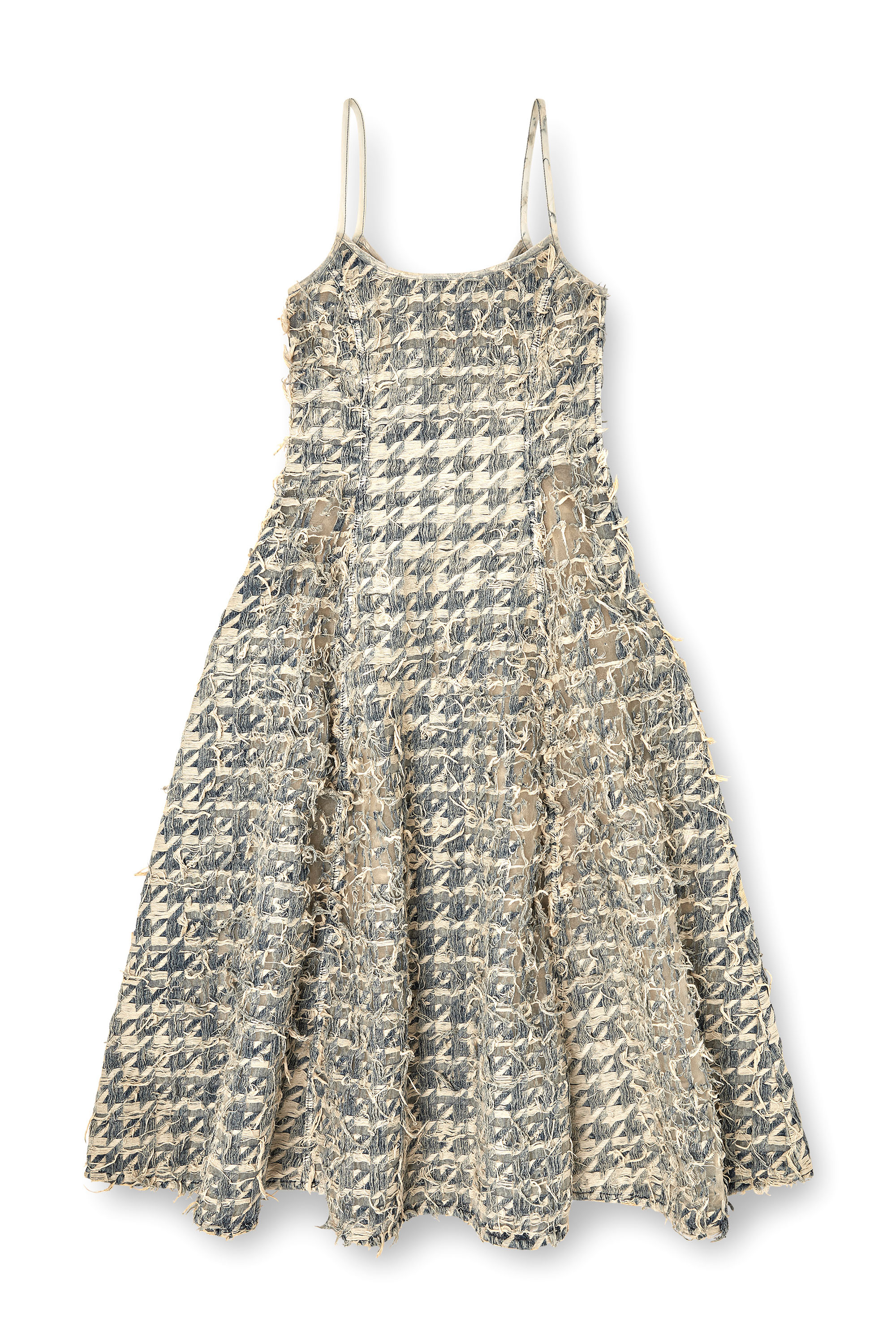 Diesel - DE-SWEENEY-LONG-FSH, Woman's Long skirt in dévoré houndstooth denim in Light Blue - 3