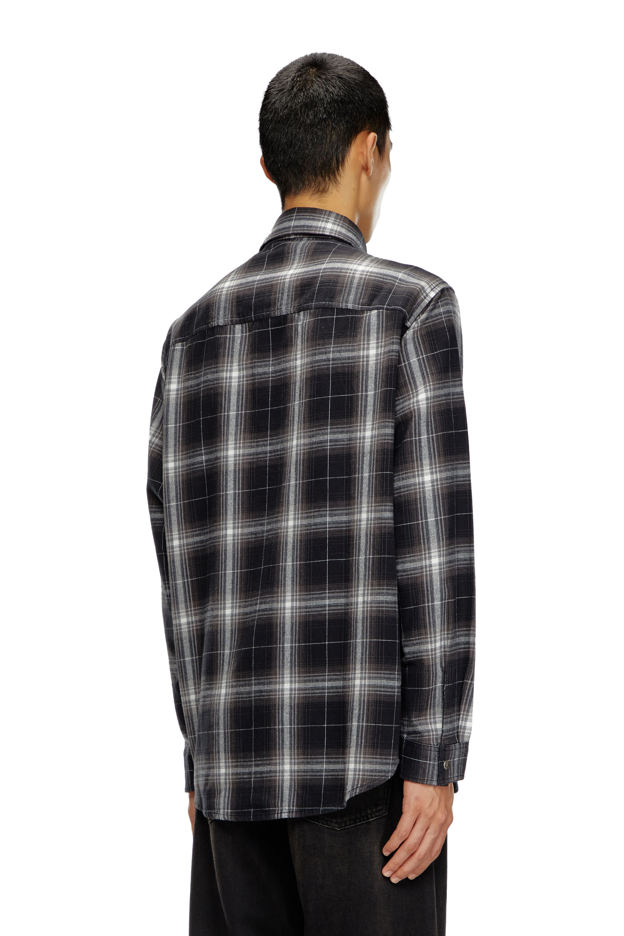 Diesel - S-SIMPLY-A, Man's Check flannel shirt in Black - 3