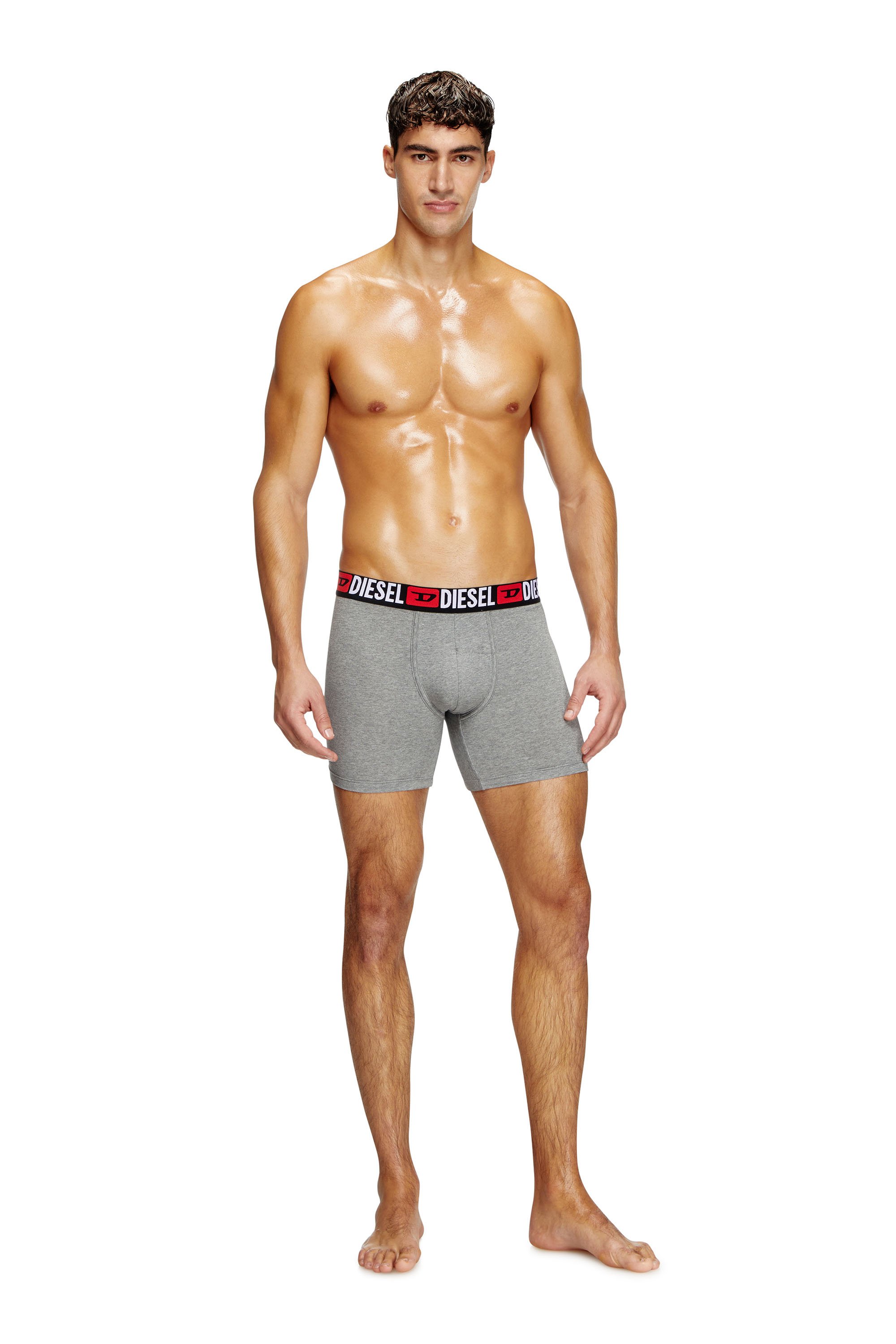 Diesel - MAX-D-CORE-3PACK, Man's Stretch cotton boxer briefs in Grey/Red - 4