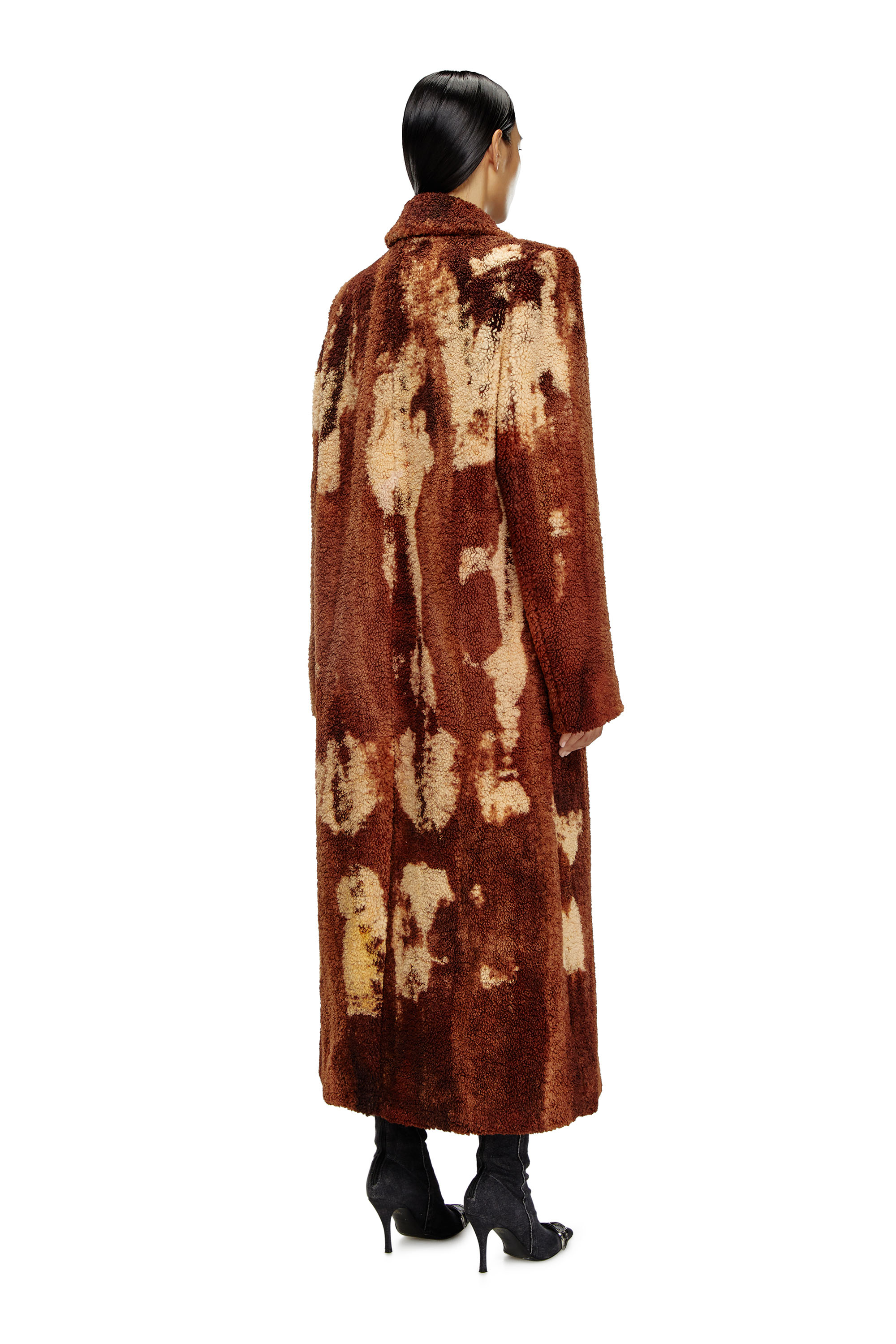 Diesel - W-ILLOW, Woman's Long coat in treated teddy fleece in Brown - 3