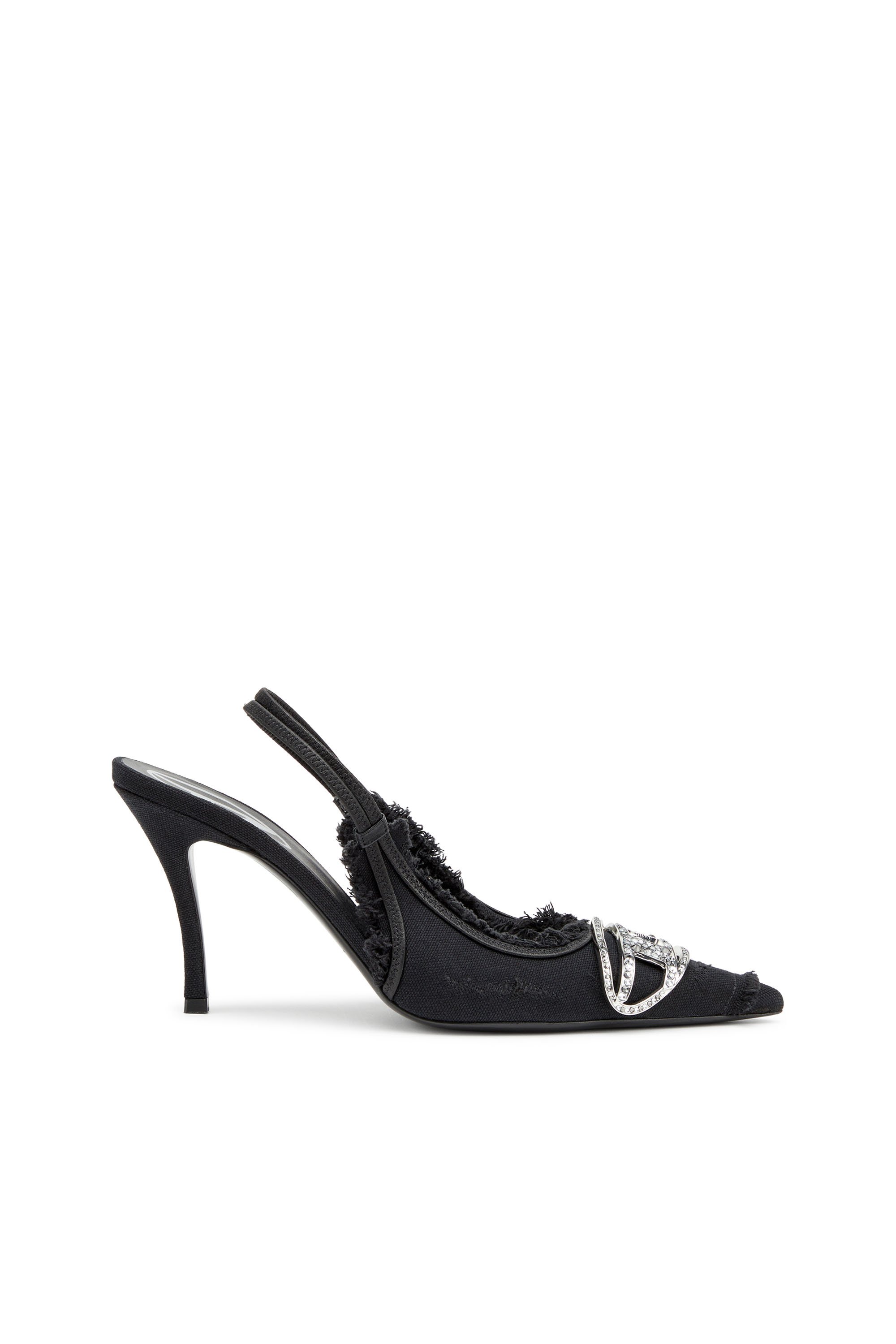 Diesel - D-VENUS SB, Mujer D-Venus-Zapatos de salón sin talón en lona desgastada in Negro - Image 1