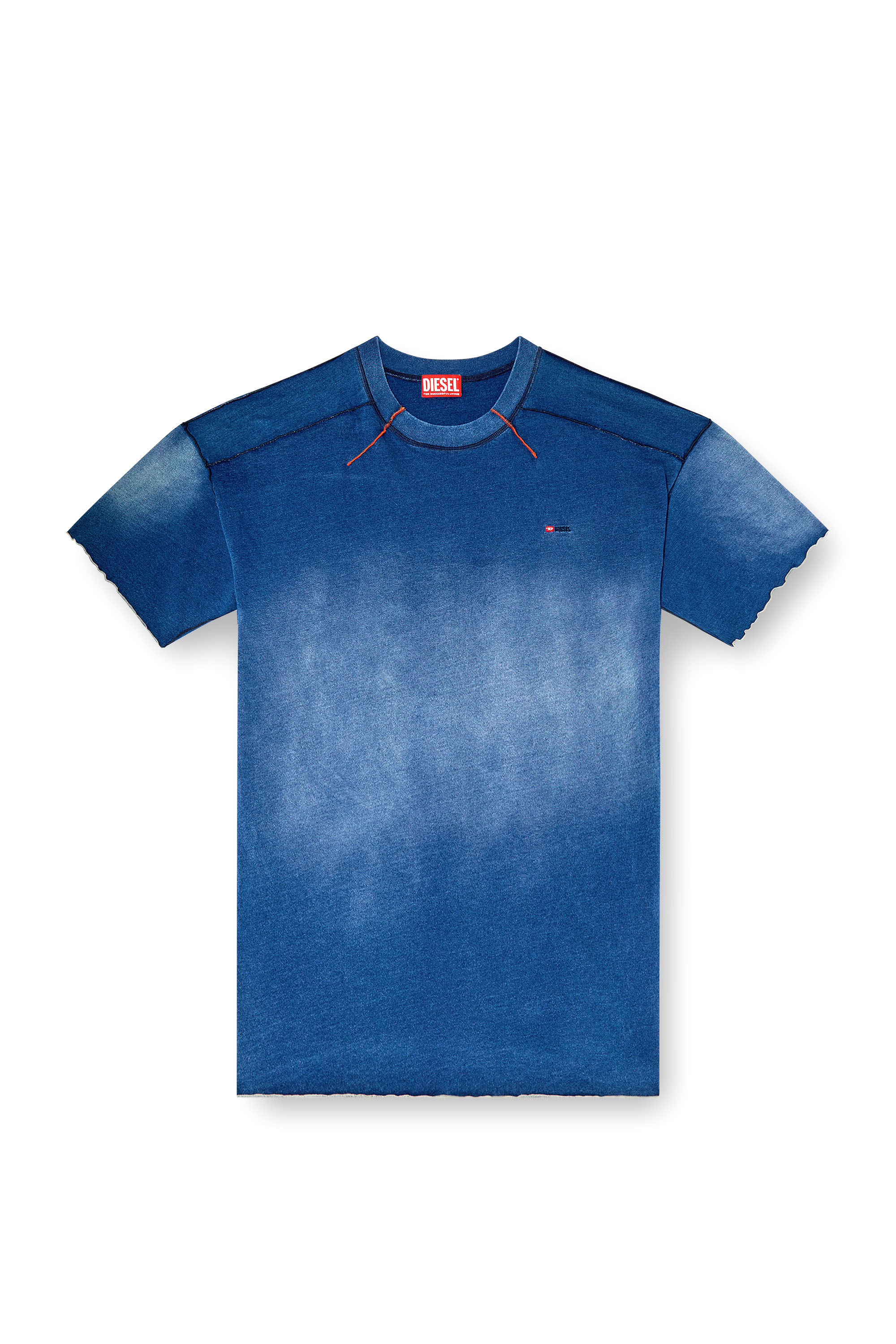 Diesel - T-CRAO-BOXT, Man's Faded T-shirt with micro logo in Blue - 5