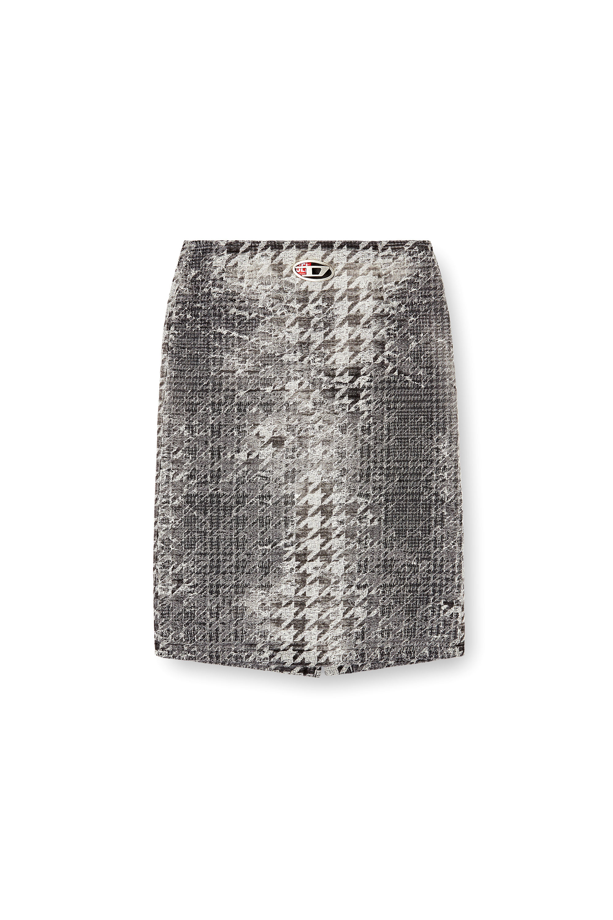 Diesel - DE- RATHIAN-FSH, Falda midi en jacquard de denim con diseño Príncipe de Gales Mujer in Multicolor - 3