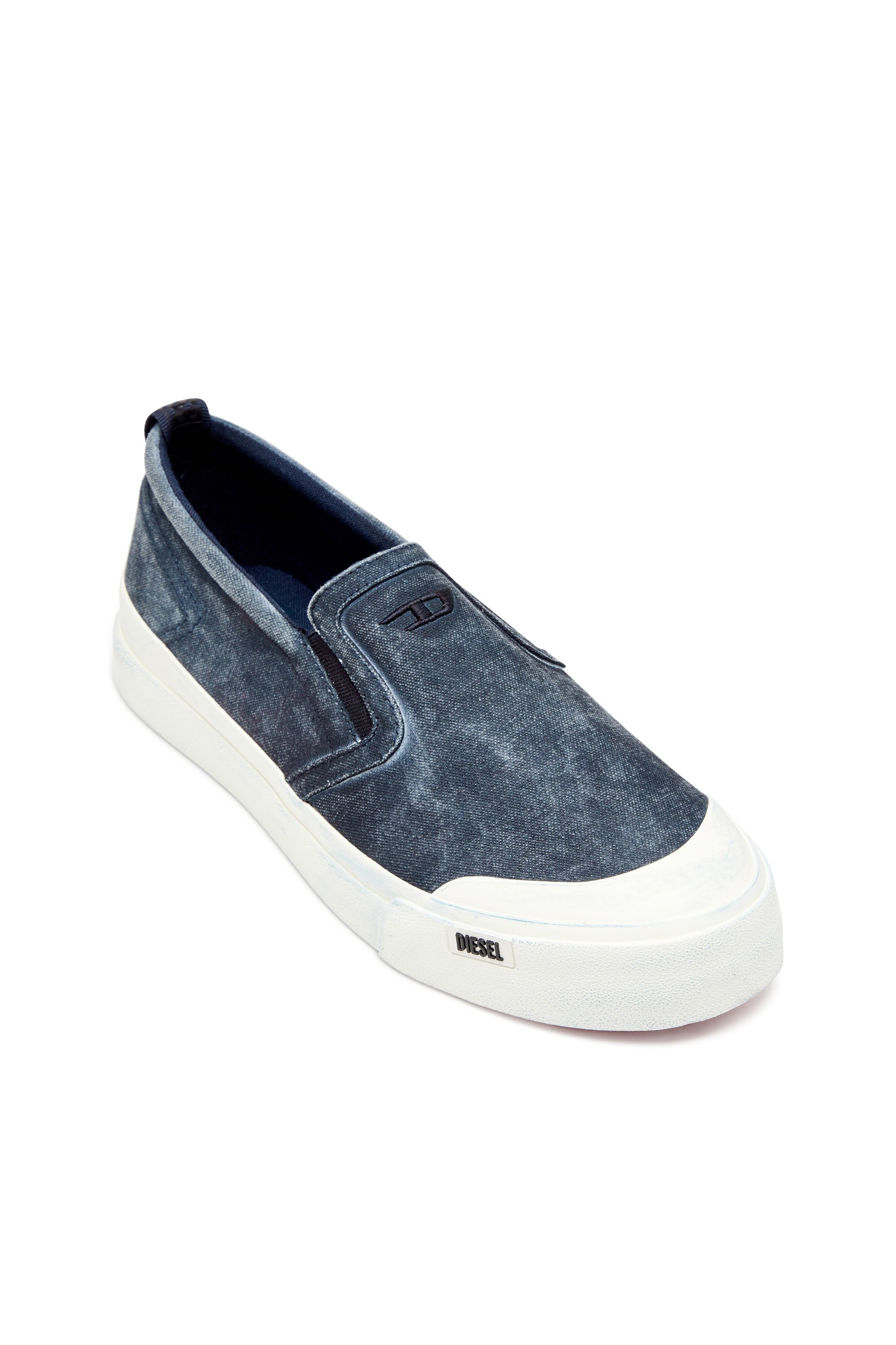 Diesel - S-ATHOS SLIP ON, Man Canvas slip-on sneakers with D embroidery in Blue - Image 6