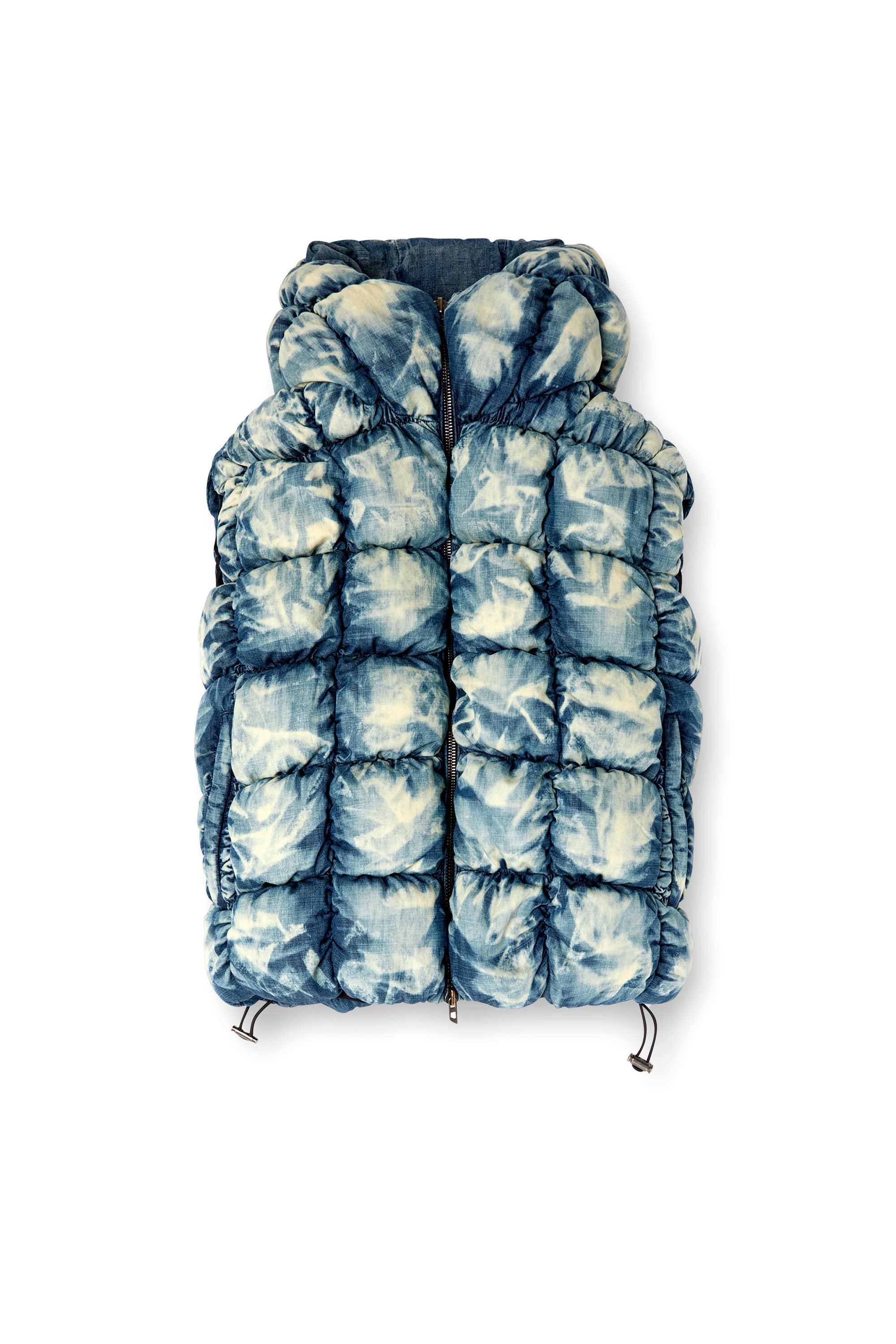 Diesel - W-THYS, Unisex's Tie-dyed denim puffer vest in Blue - 7