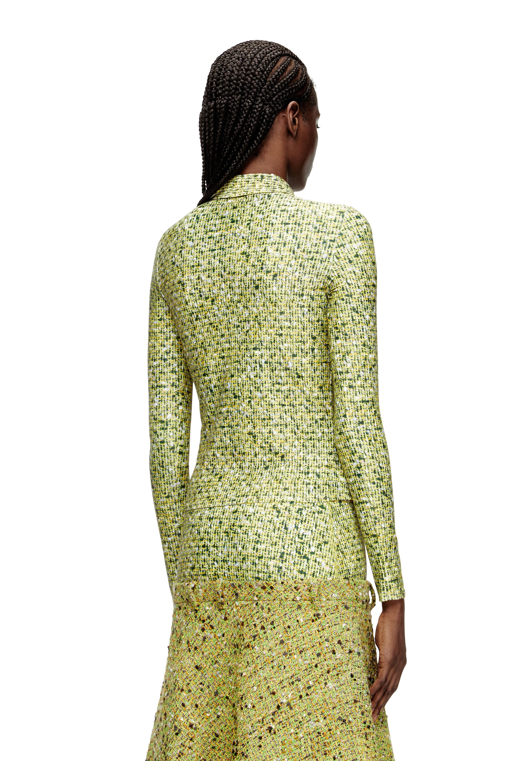 Diesel - C-ELAZ-BC, Woman's Stretch fabric shirt with bouclé print in Yellow - 2