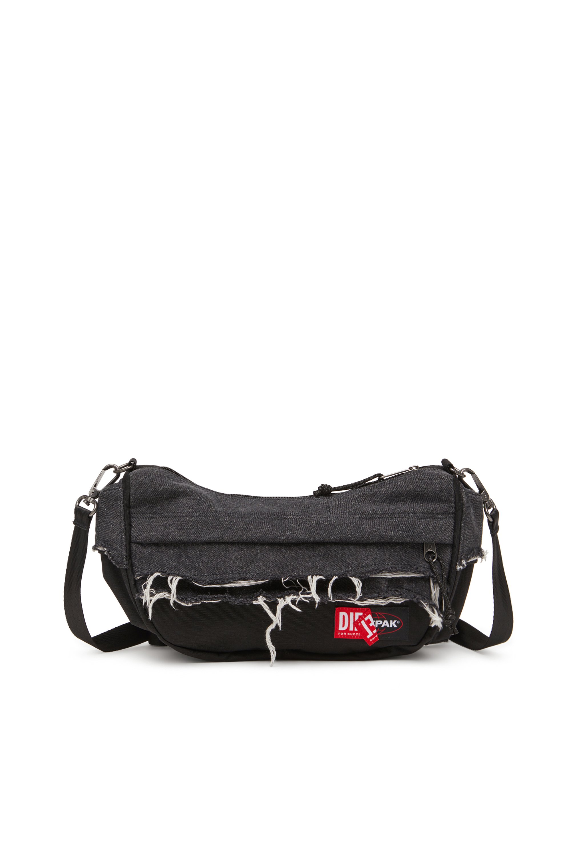 Diesel - DIESEL SHOULDER BAG, Bolso de hombro en denim destruido y CORDURA® Unisex in Negro - 1