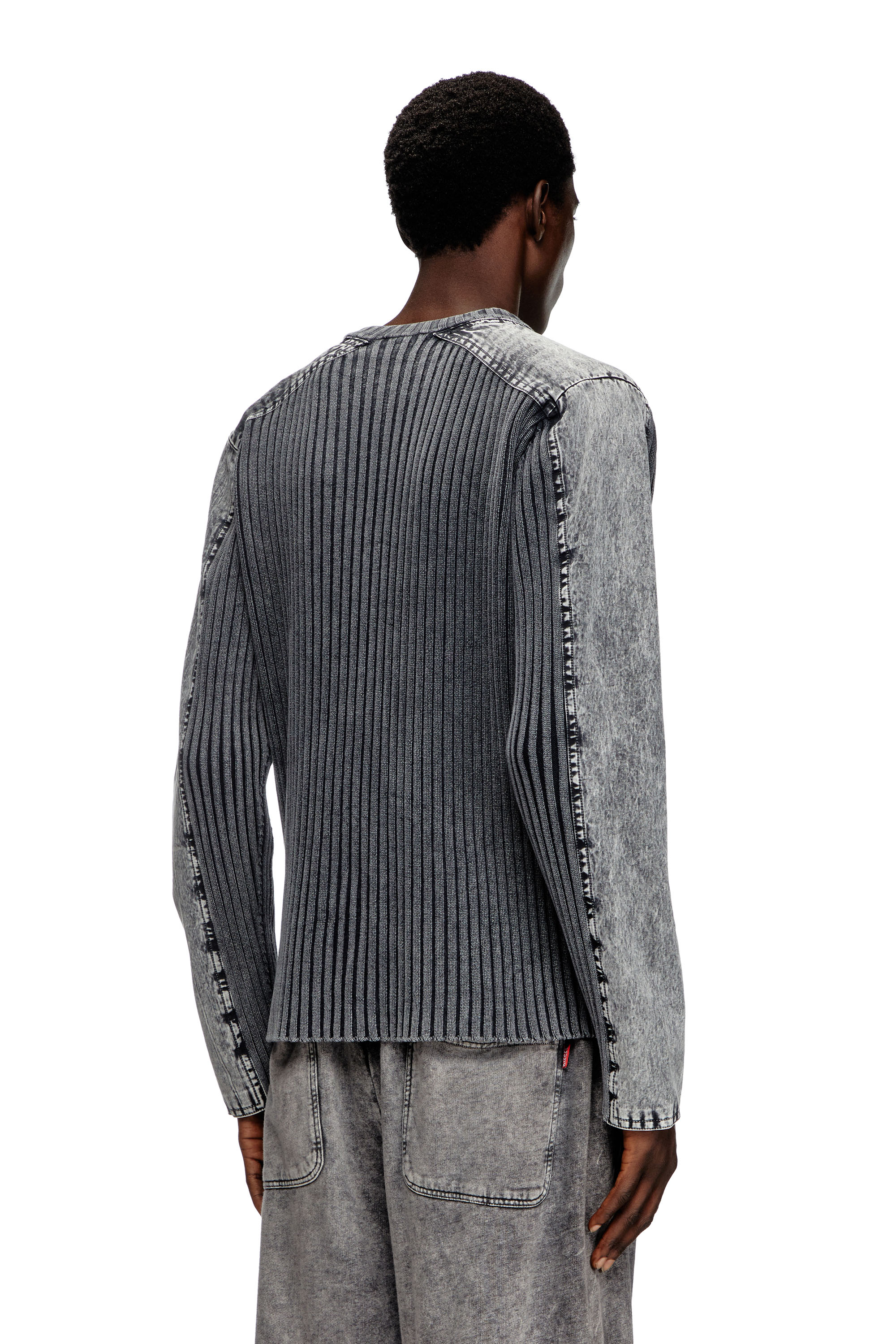 Diesel - K-MATTY, Man's Zip-up cardigan with contrast panels in Dark grey - 3