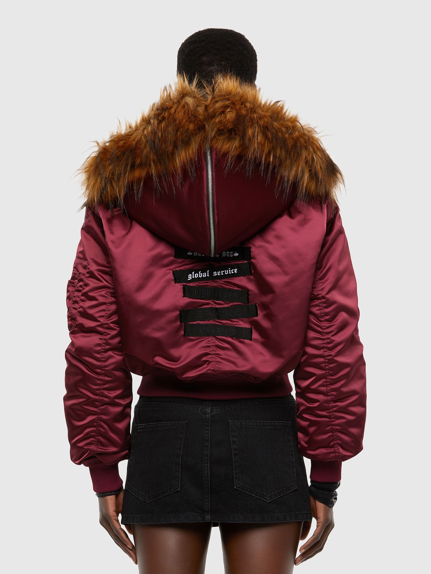 W-SAMOEI Woman: Bomber jacket with faux fur-trimmed hood | Diesel