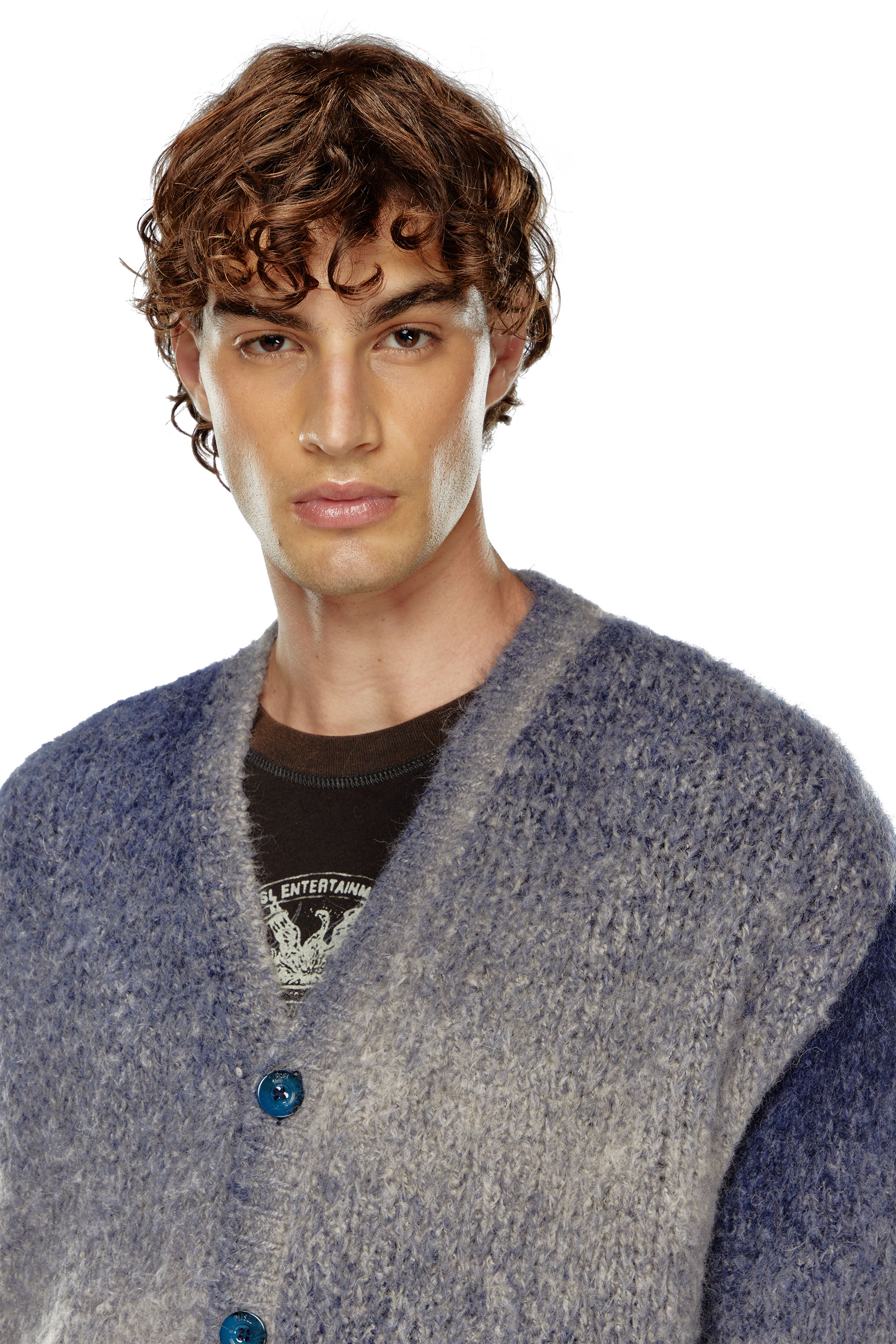 Diesel - K-RAMARRO, Man's Dégradé cardigan in alpaca blend in Blue - 4