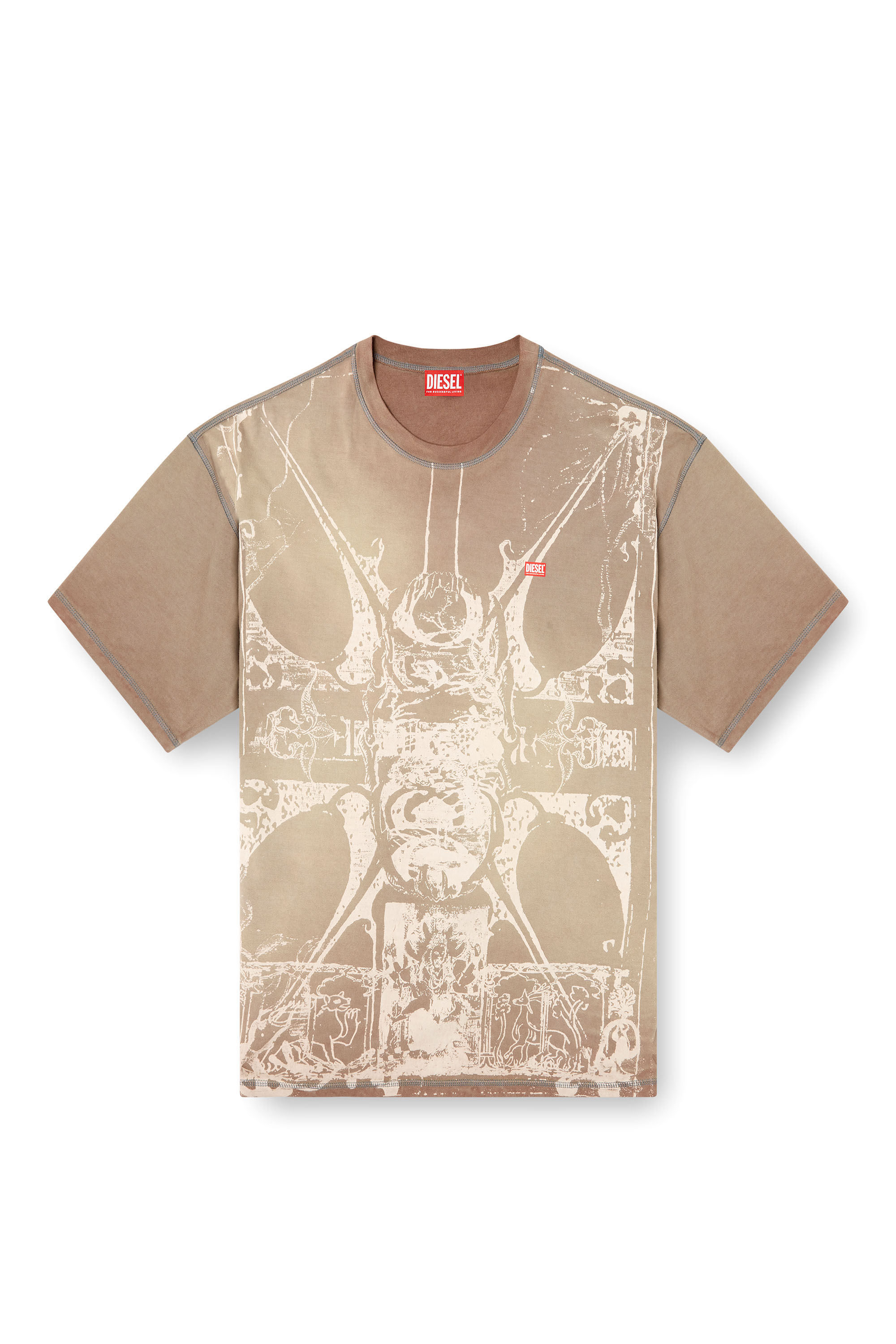 Diesel - T-BOXT-T13, Camiseta con estampado medieval a tono Hombre in Marrón - 3