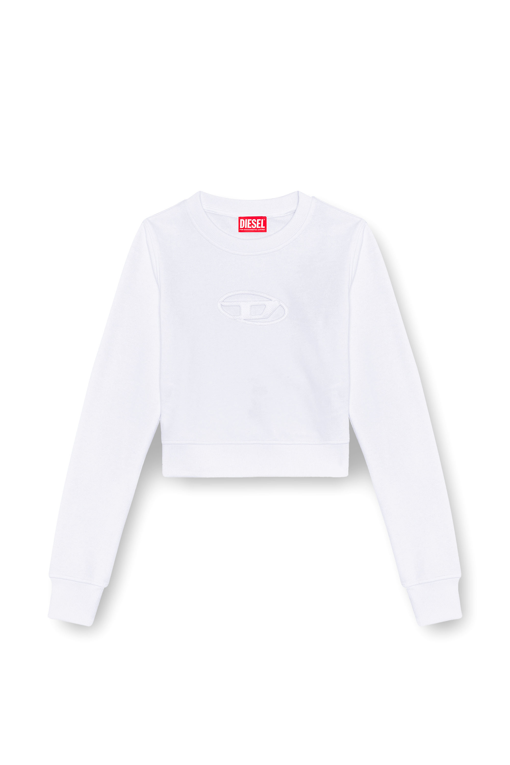 Diesel - F-SLIMMY-OD, Woman's Cropped sweatshirt with cut-out logo in White - 4