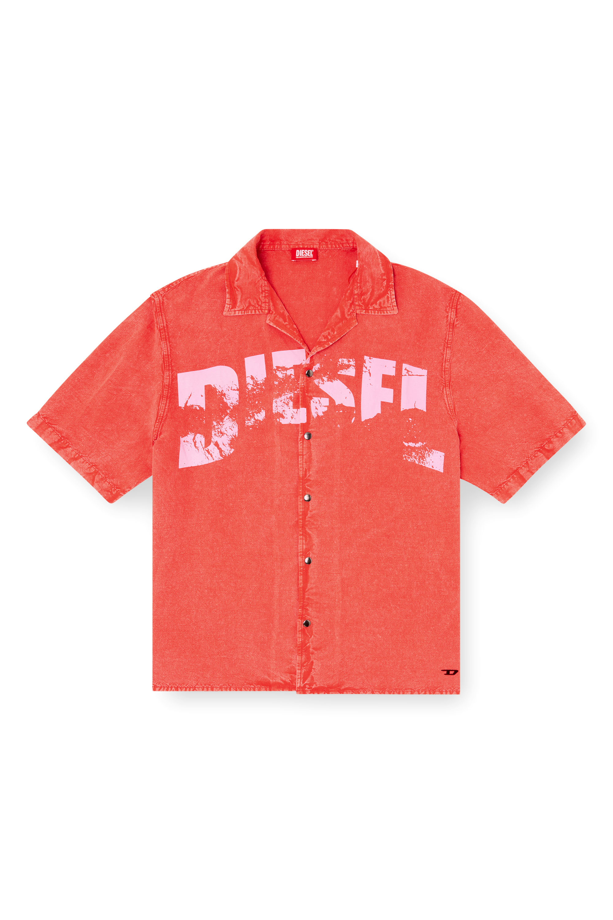 Diesel - CHARLES-D-POP, Camisa de playa de mezcla de lino Hombre in Rojo - 4