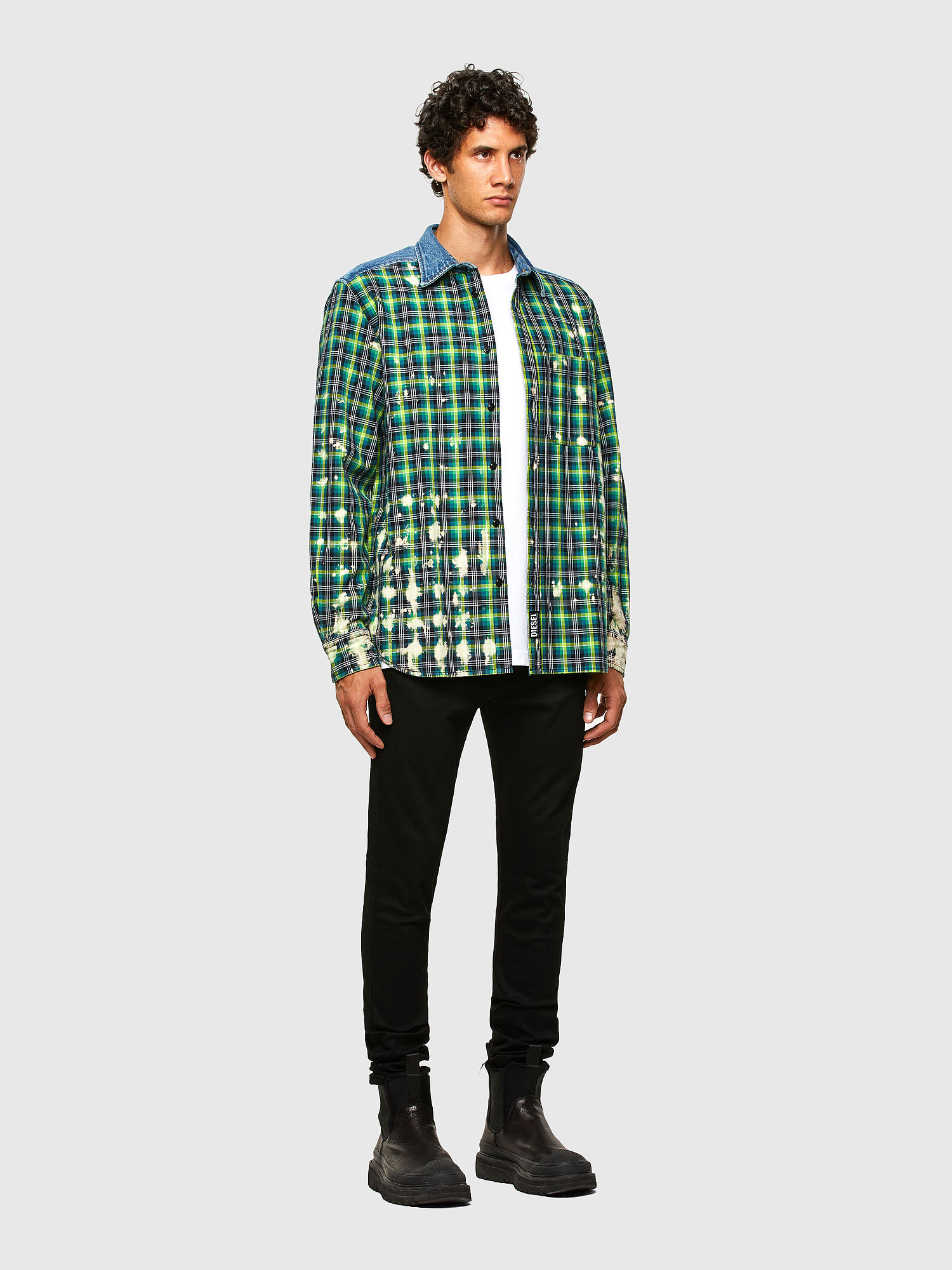 S-MOON-CHECK Man: Check shirt with splatter detailing | Diesel