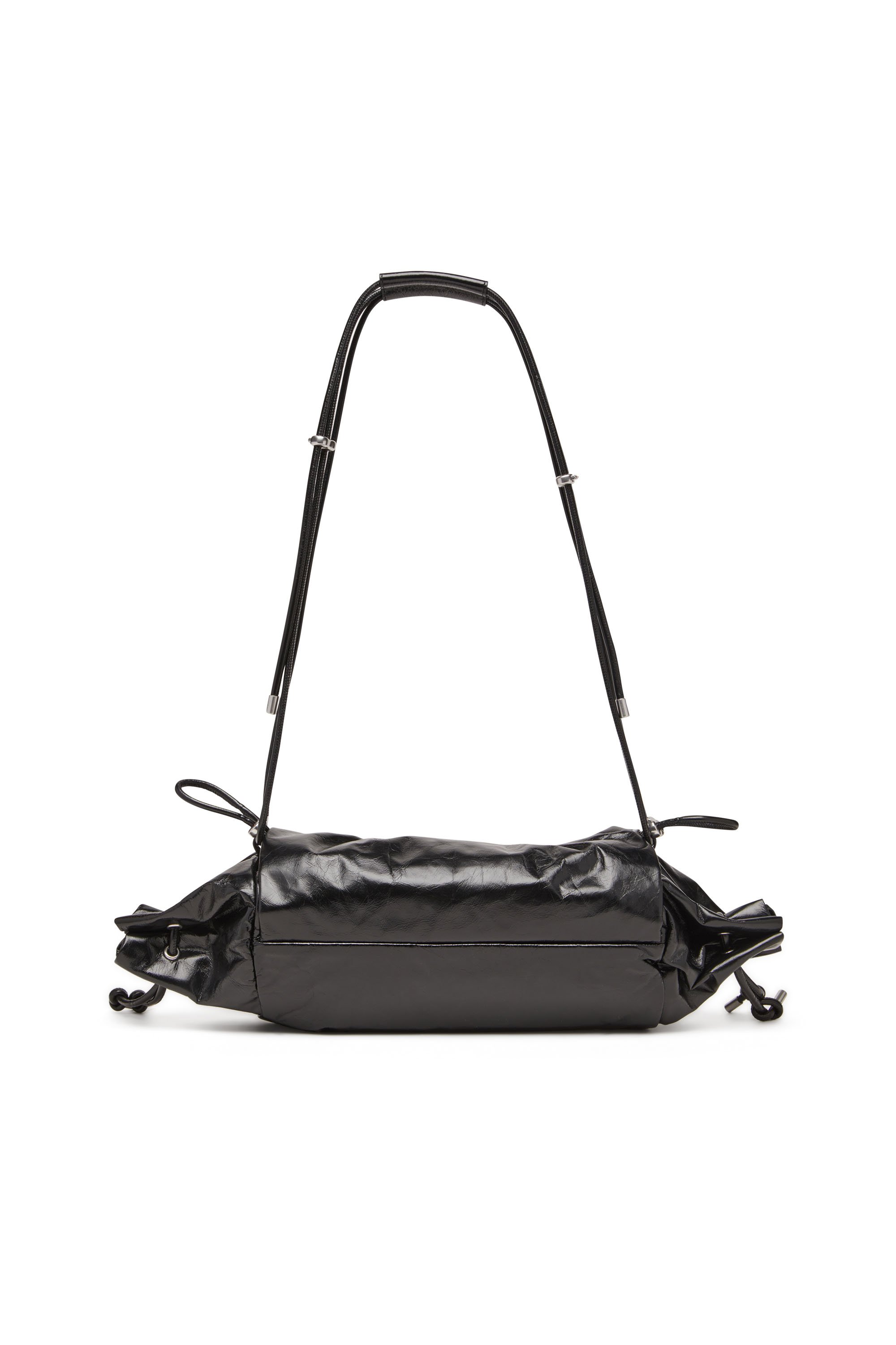 Diesel - SCRUNCH-D SHOULDER M, Woman's Scrunch-D M-Shoulder bag in shiny leather in Black - 3