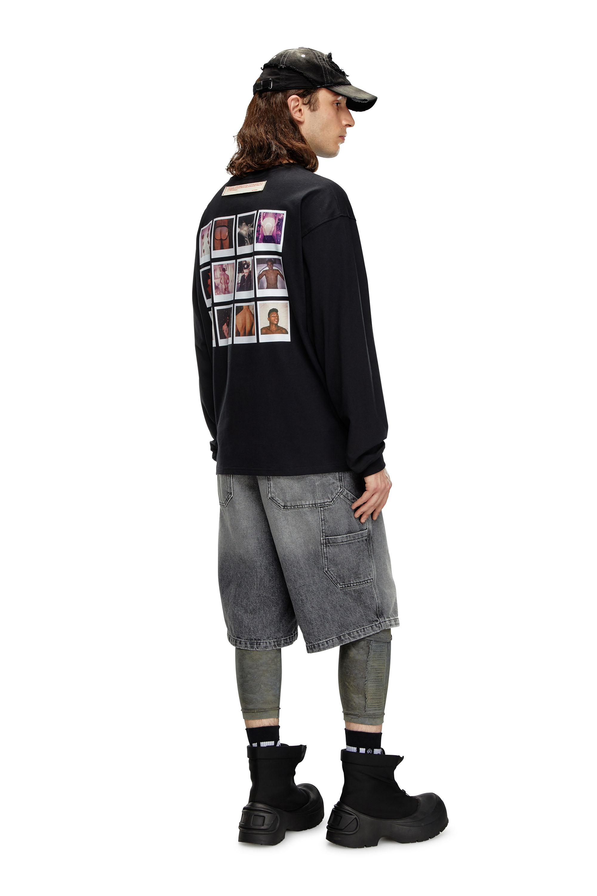 Diesel - PR-T-BOXT-LS-SS, Unisex's Long-sleeve T-shirt with polaroid patches in Black - 3