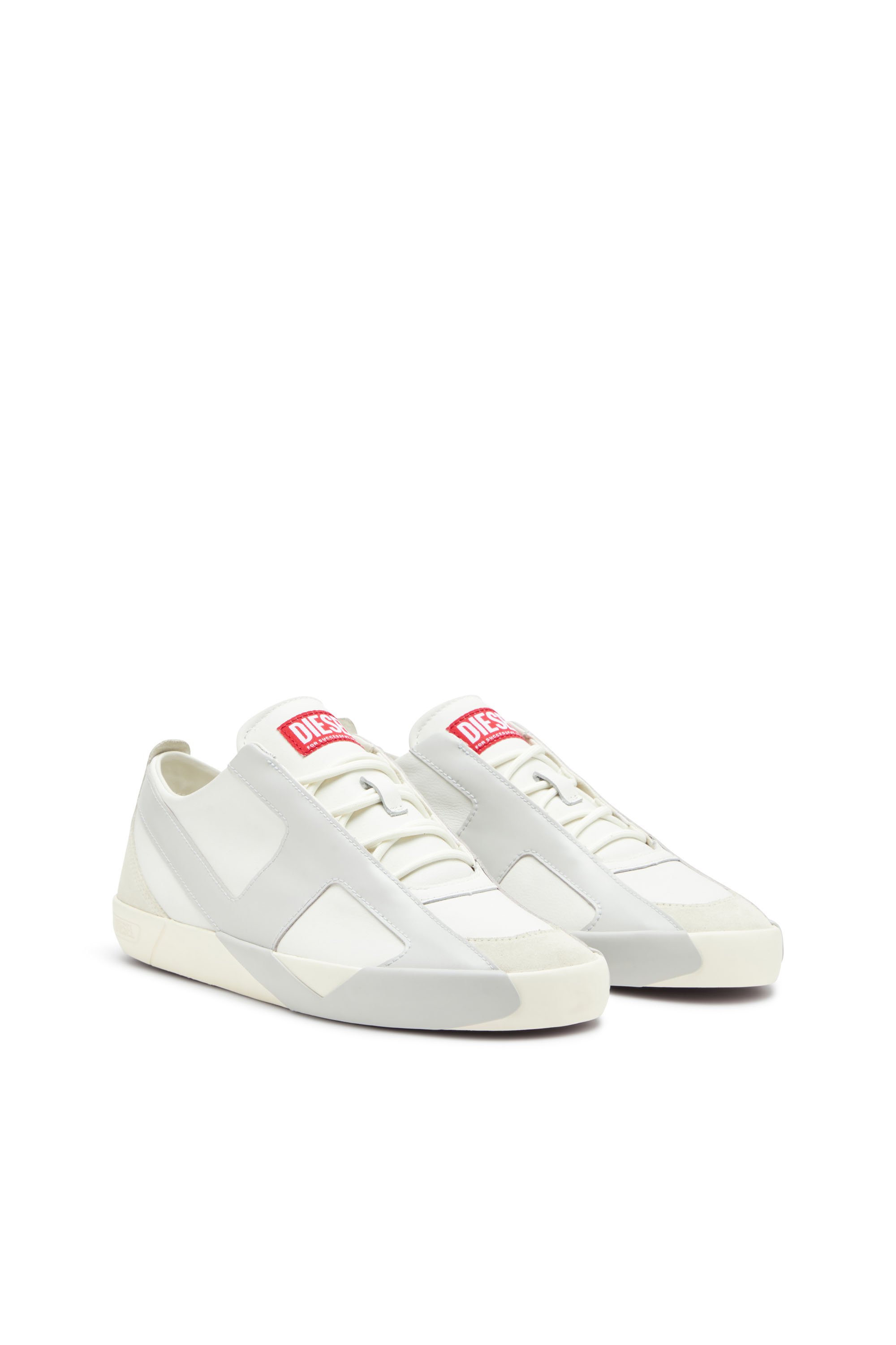 Diesel - S-SLANTE-D LOW, Man's S-Slante-D-Sneakers in suede and leather with D logo in White/Grey - 4