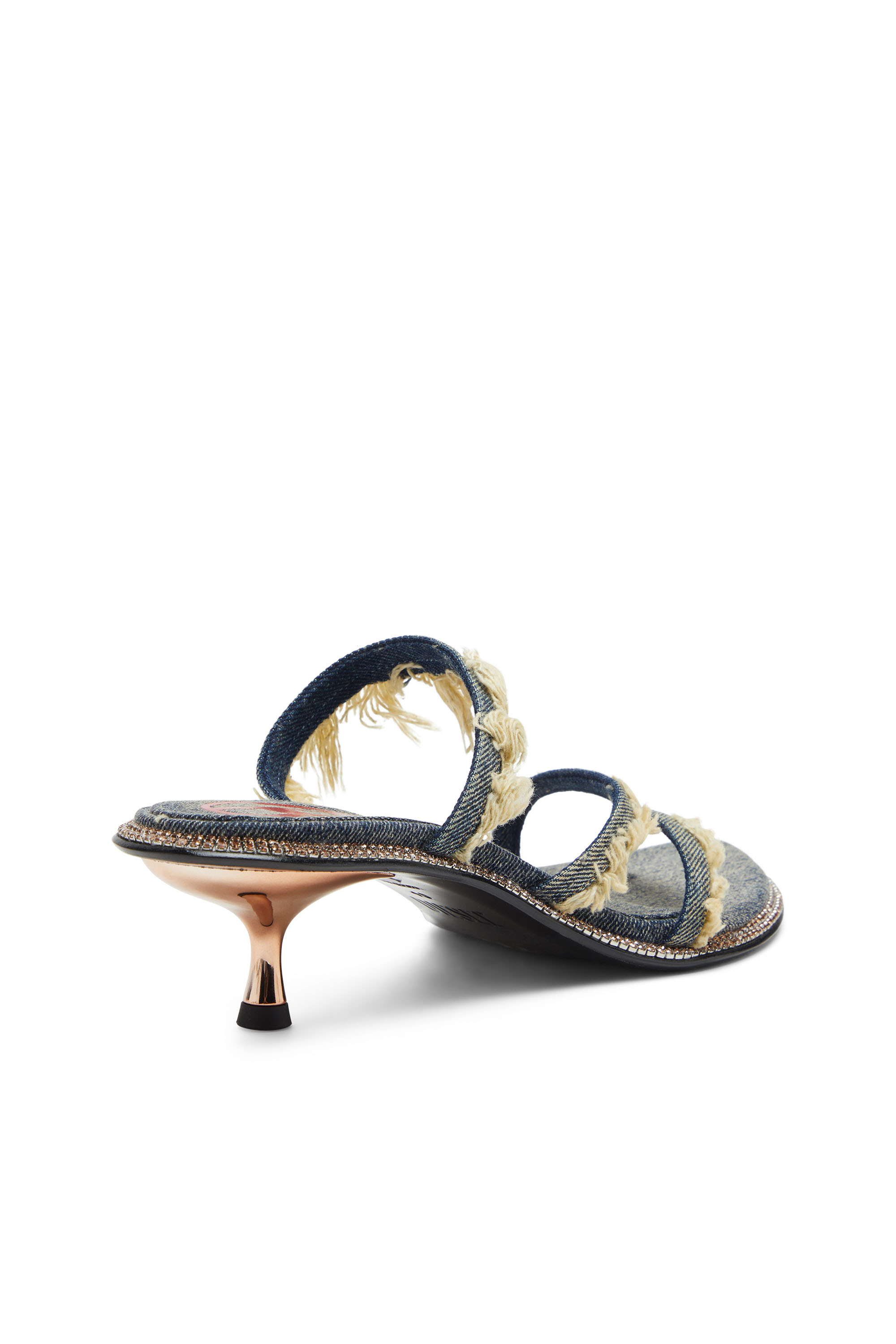 【関税込み】Diesel ブルー D-Havanna Kittie ヒール Women's D-Havanna Kittie-Frayed-denim mules with crystals