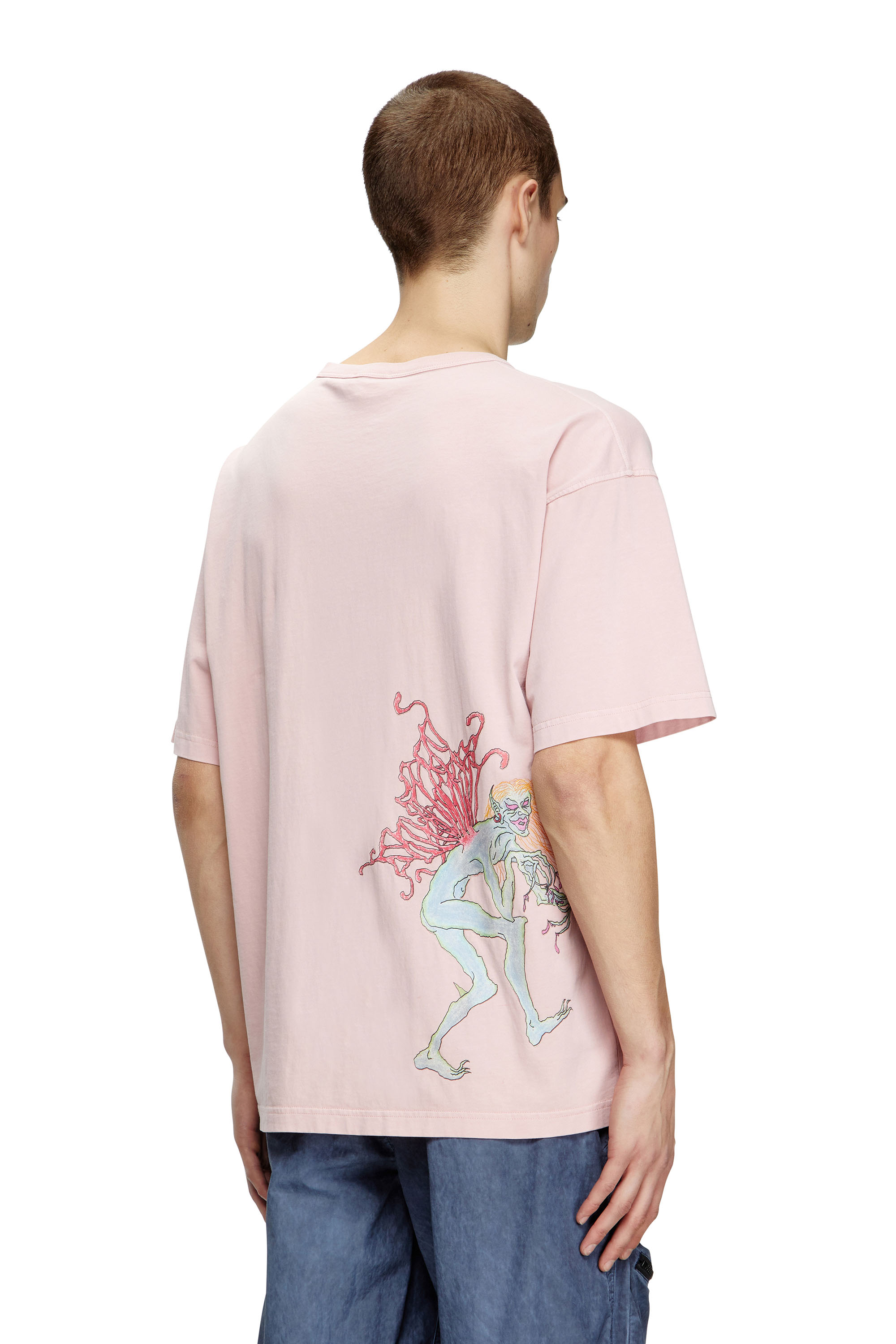 Diesel - T-BOXT-R28, Man's T-shirt with tattoo graphics in Pink - 3