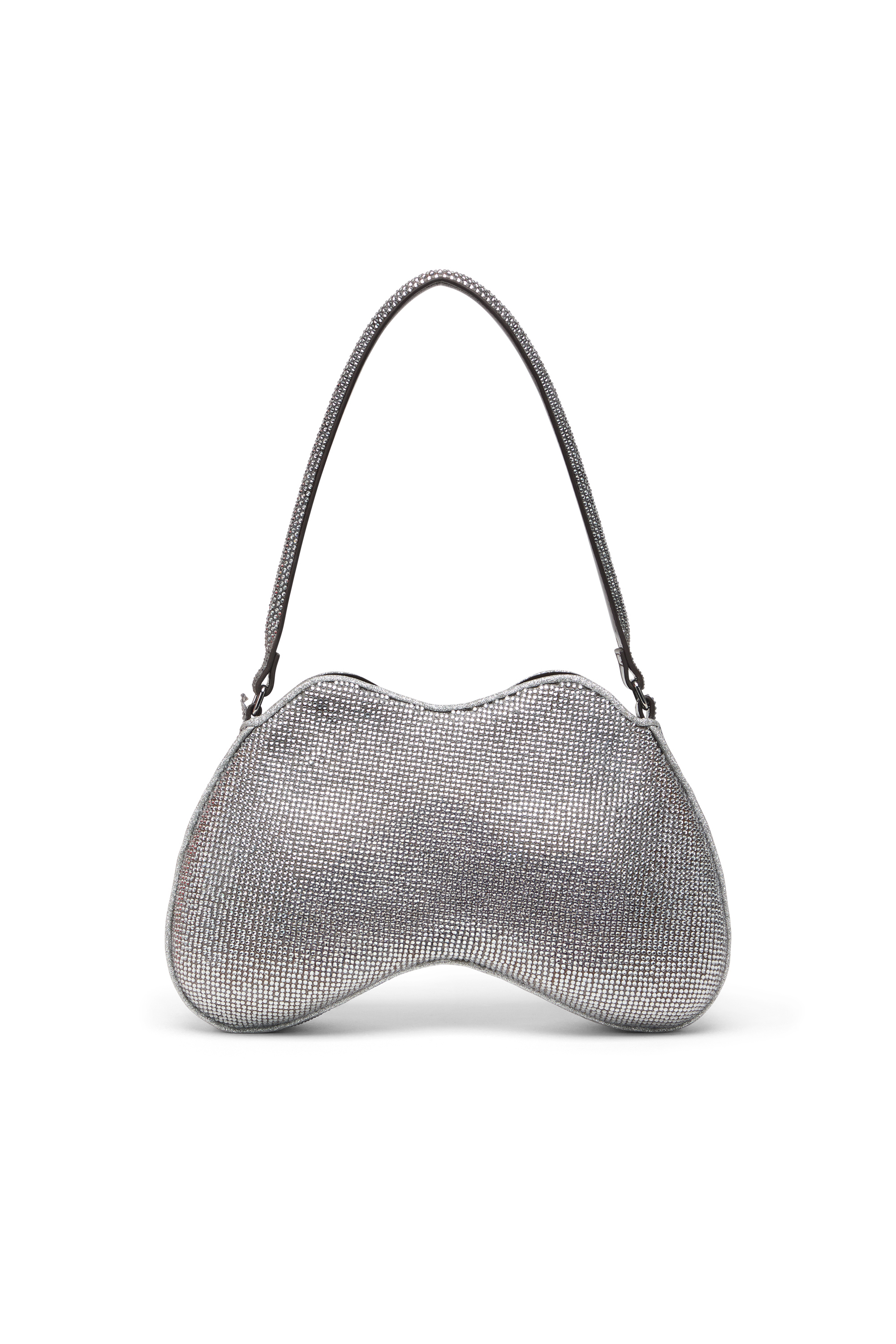 Diesel - DOUBLE-D SHOULDER, Bolso de hombro con cristales por toda su superficie Mujer in Plateado - 2