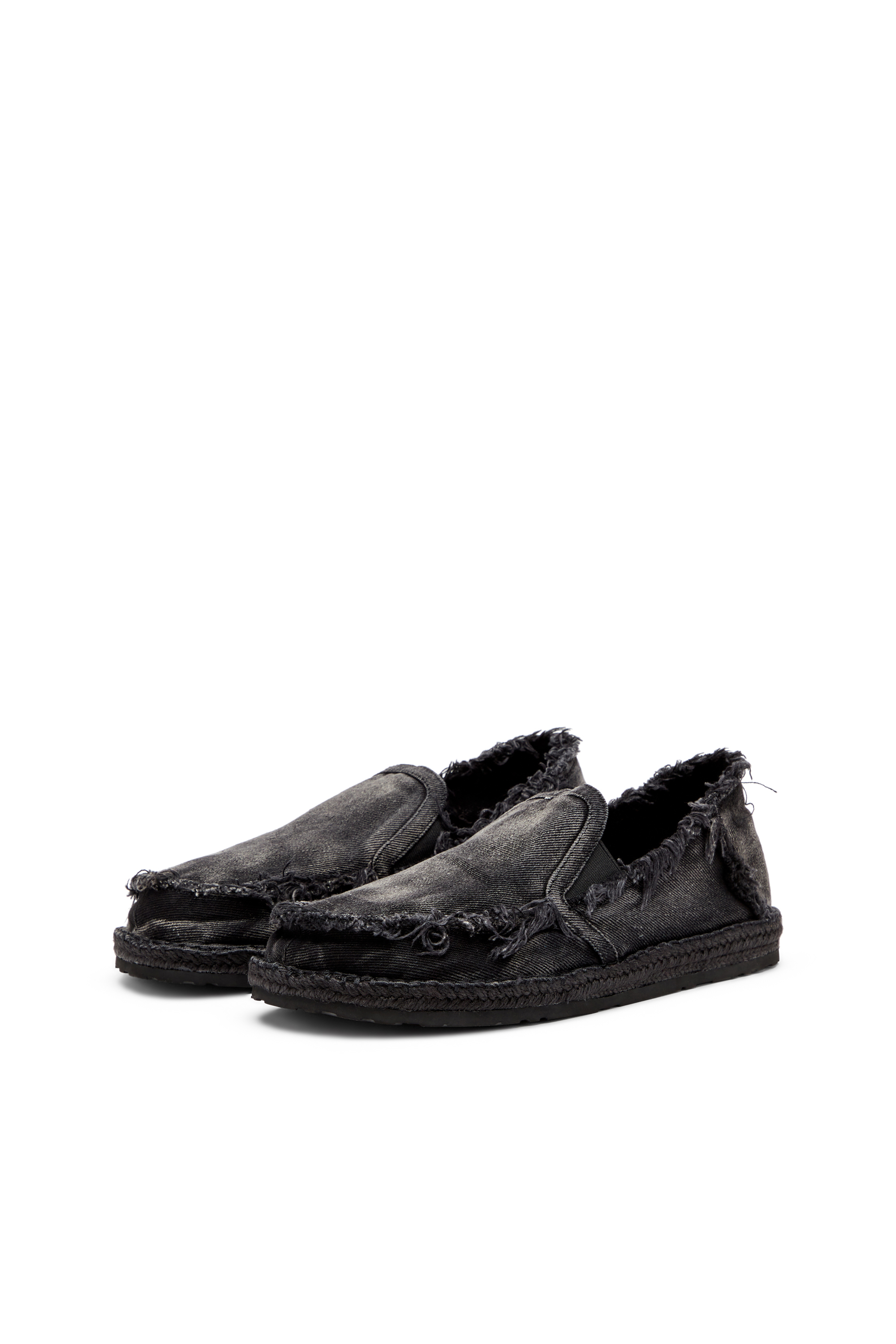 Diesel - D-LUKAS ESP, Mocasines de esparto en denim desgastado Hombre in Negro - 8