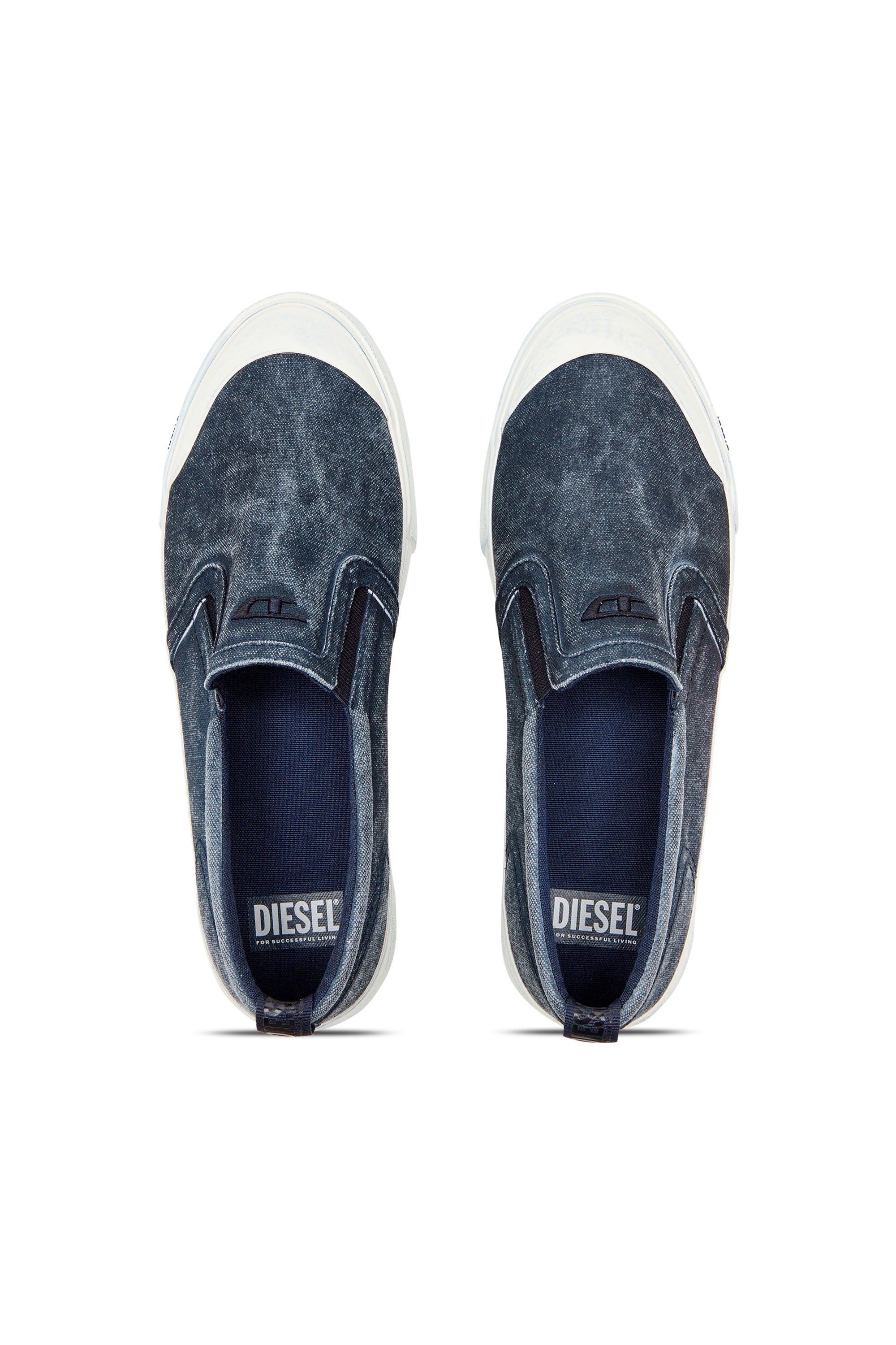 Diesel - S-ATHOS SLIP ON, Man Canvas slip-on sneakers with D embroidery in Blue - Image 5