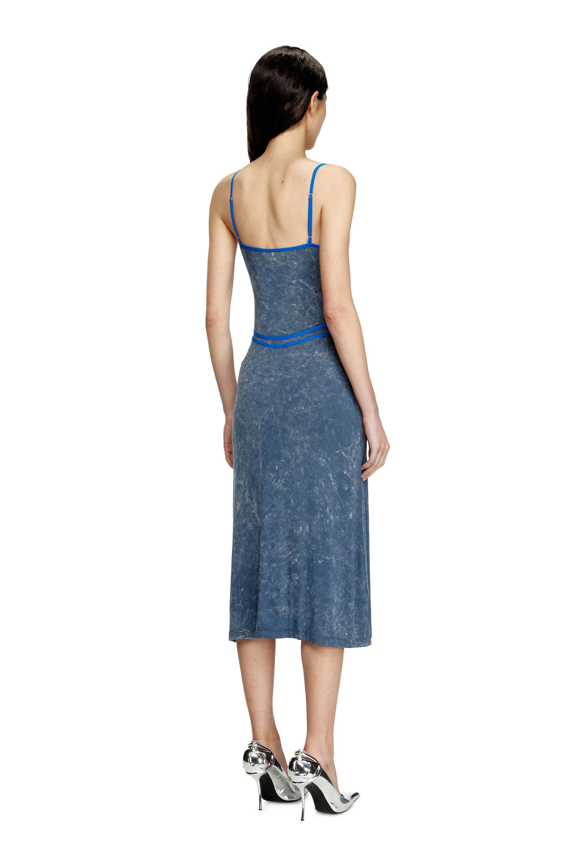 Diesel - D-WOW, Woman's Strappy dress with underwear detail in Blue - 3