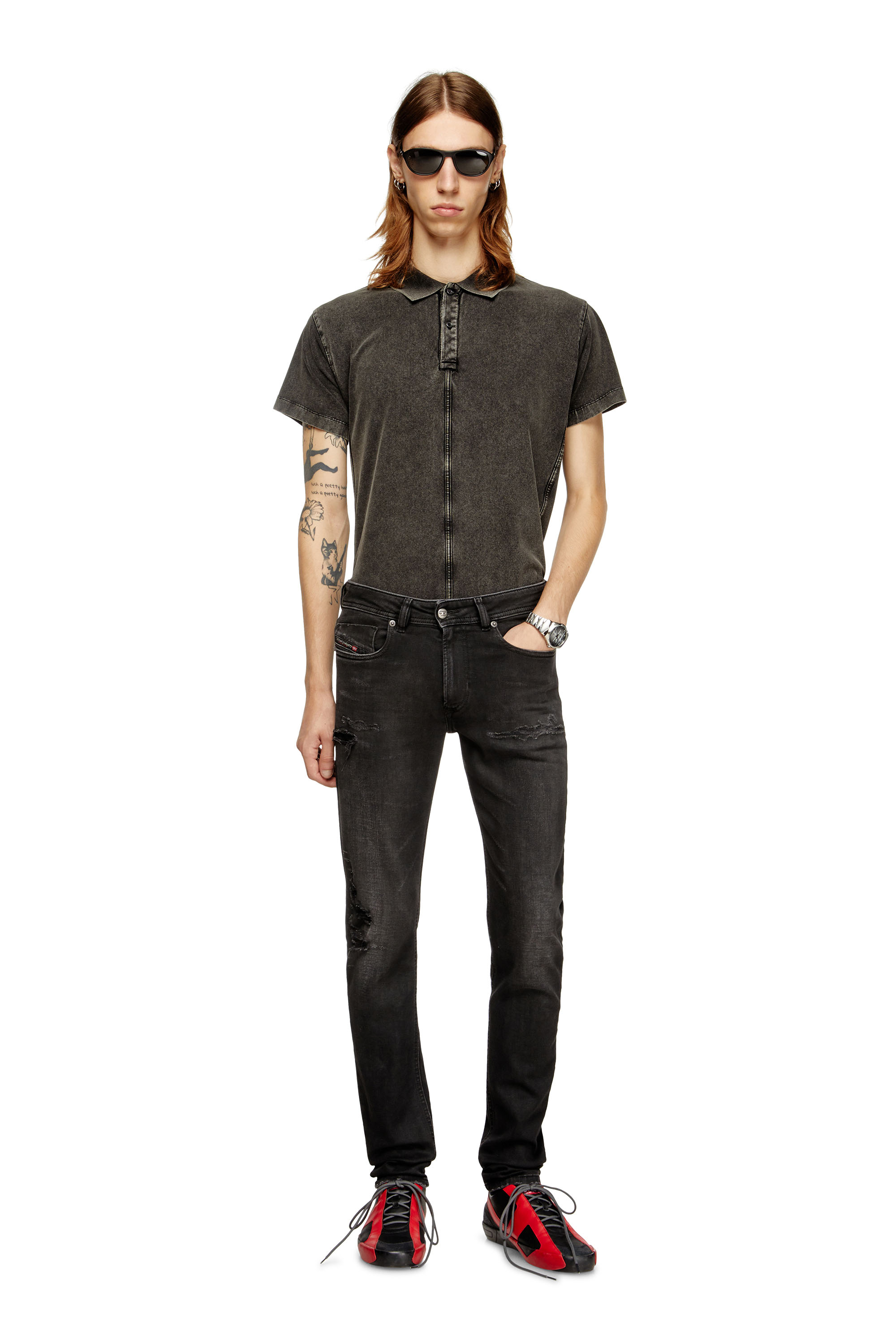 Diesel - Skinny Jeans 1979 Sleenker 068SG Hombre, Negro/Gris oscuro - 2