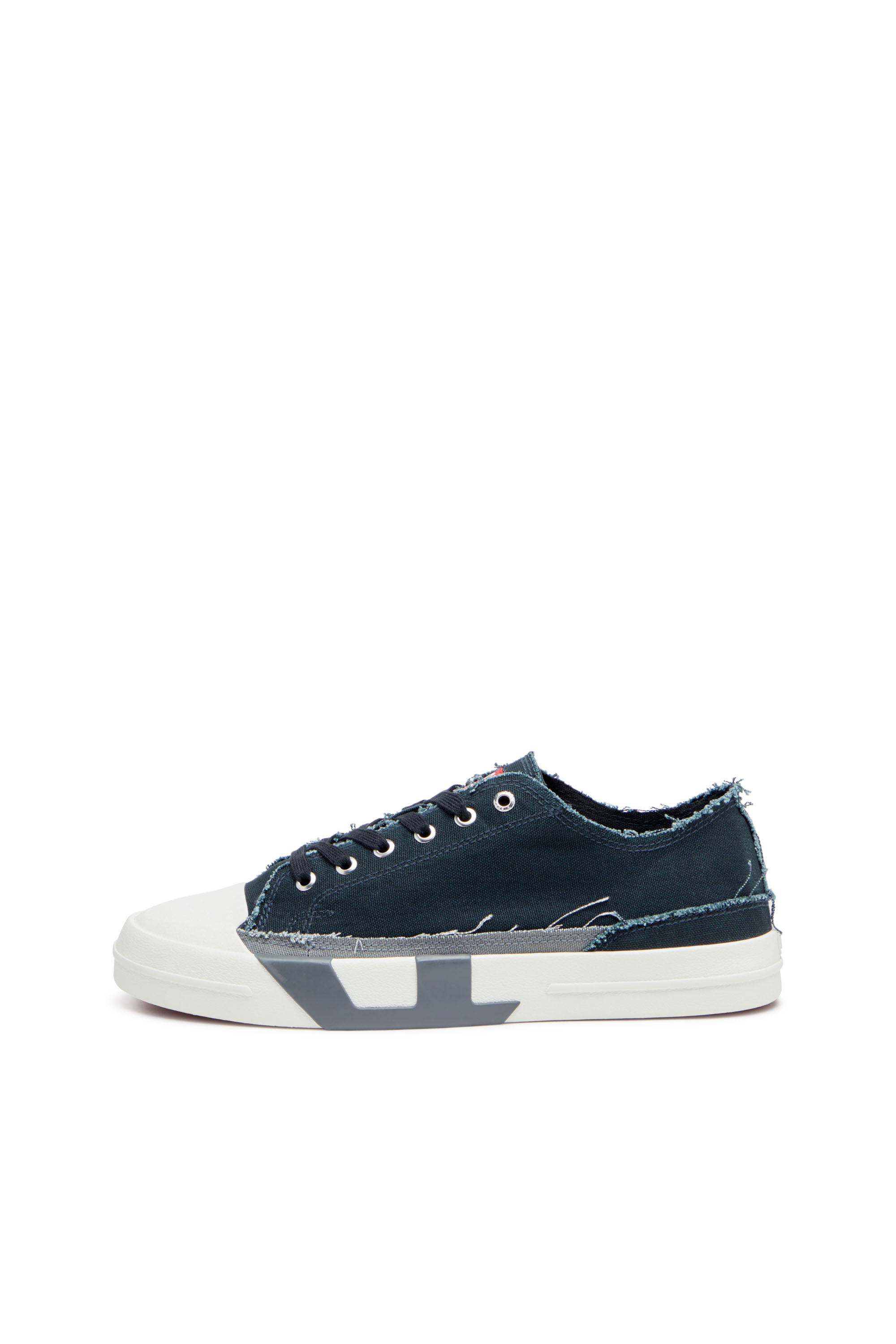 Diesel - S-D-VERSE LOW, Man's S-D-Verse-Sneakers in frayed canvas in Blue/Grey - 2