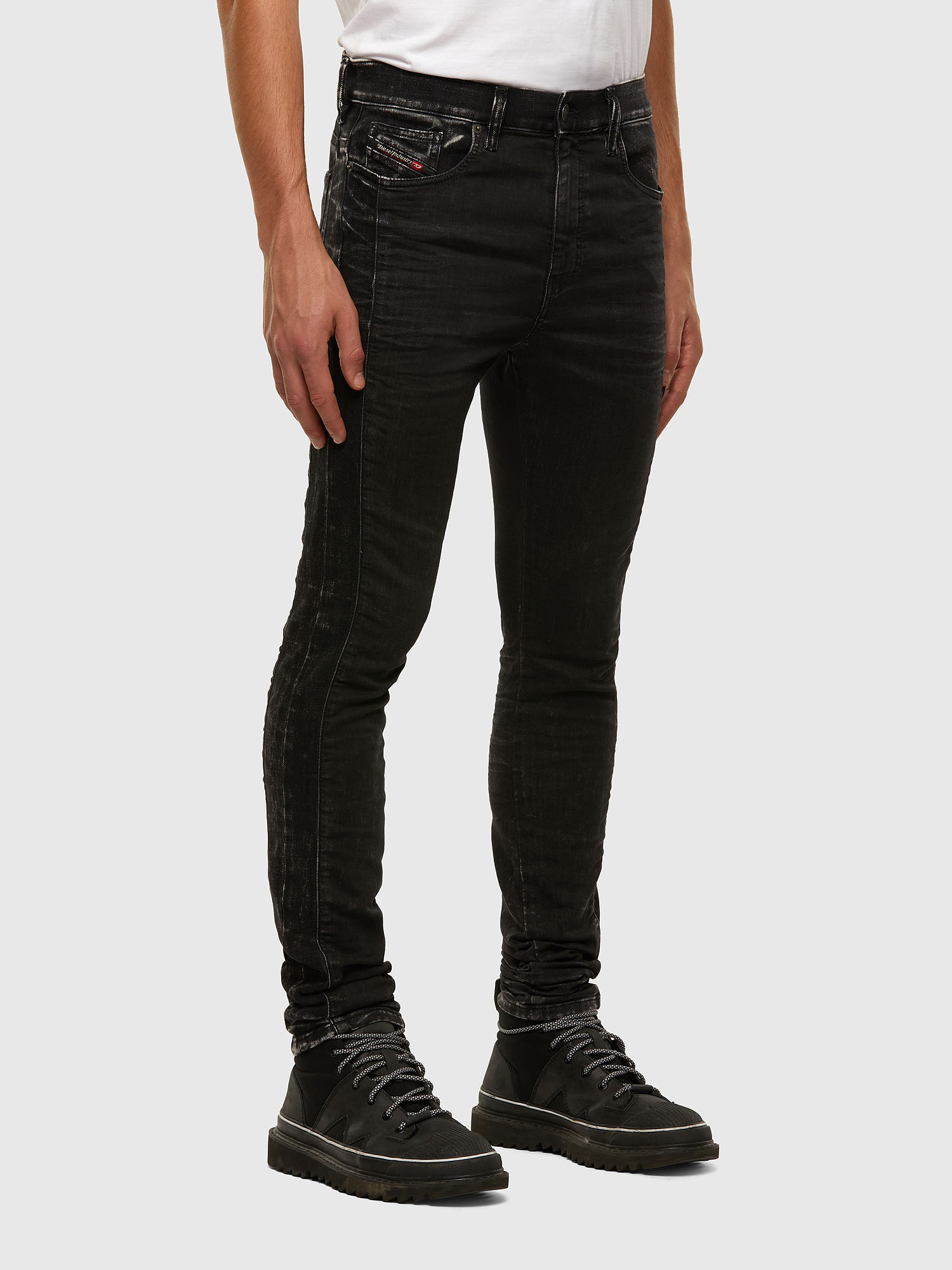 D-Reeft JoggJeans 009FY Man: Skinny Black/Dark grey Jeans | Diesel