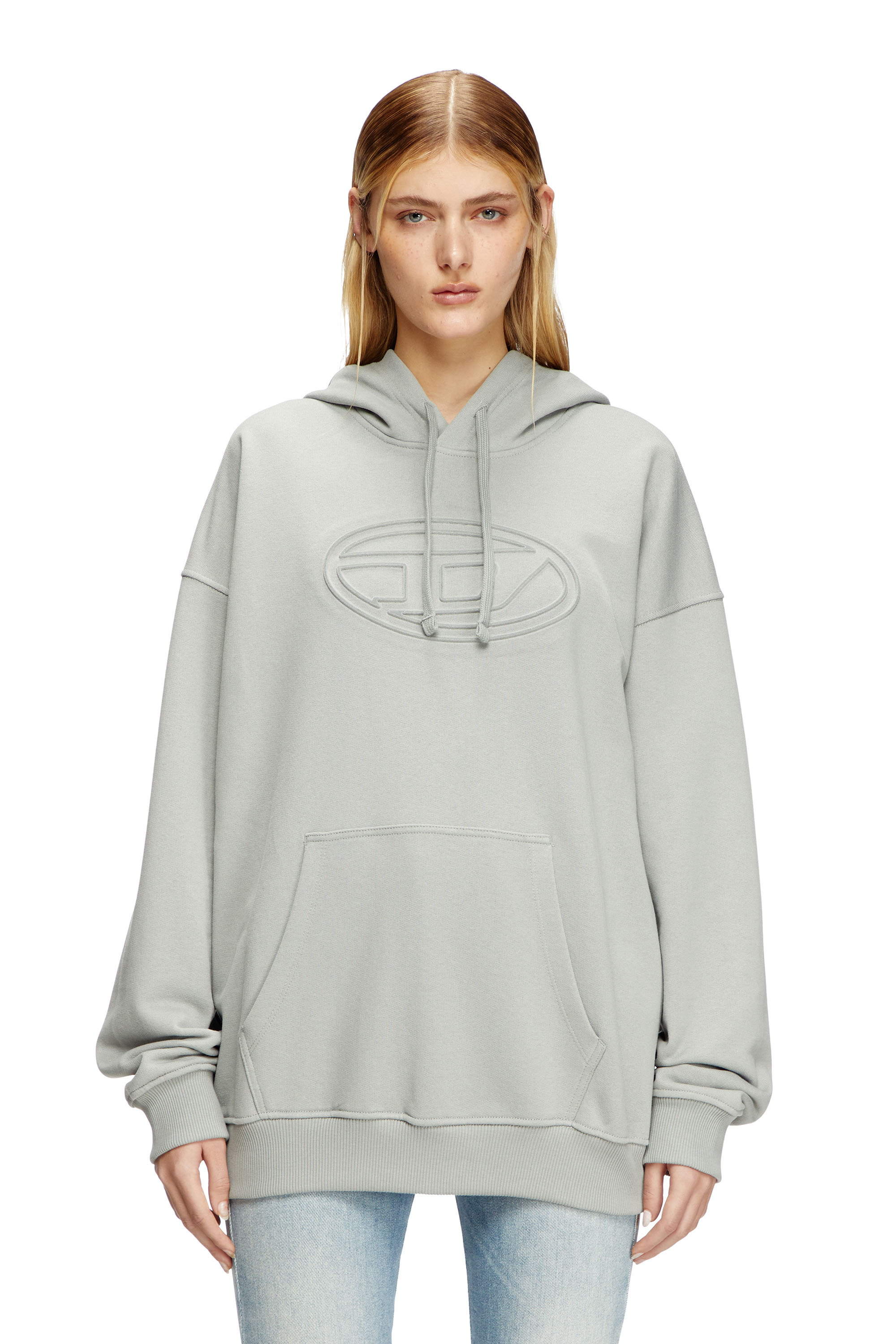 Diesel - S-UMMER-BIGOVAL, Man's Hoodie with embossed Oval D in Light Grey - 5