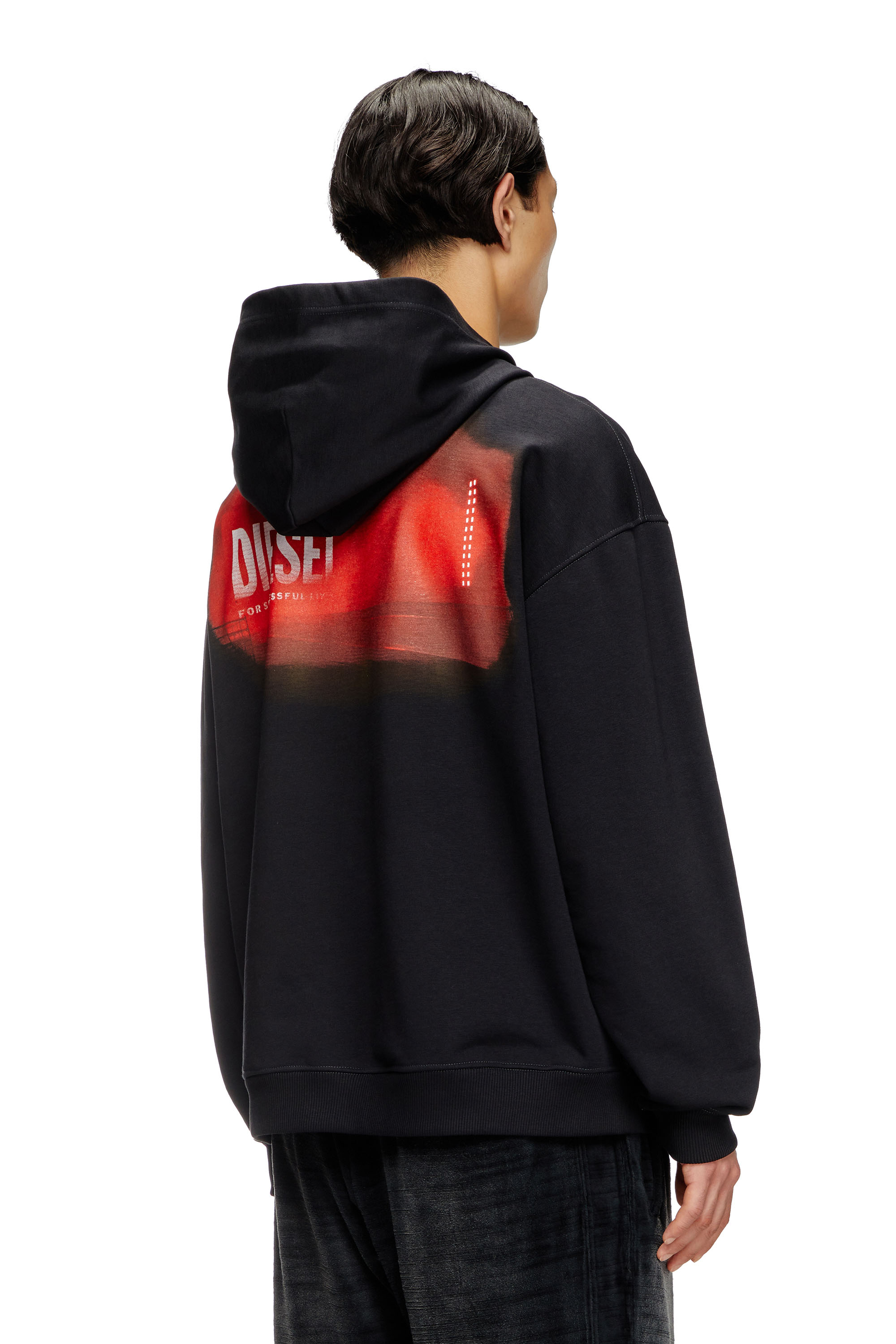 Men's Hoodie with runway set print | Black | Diesel