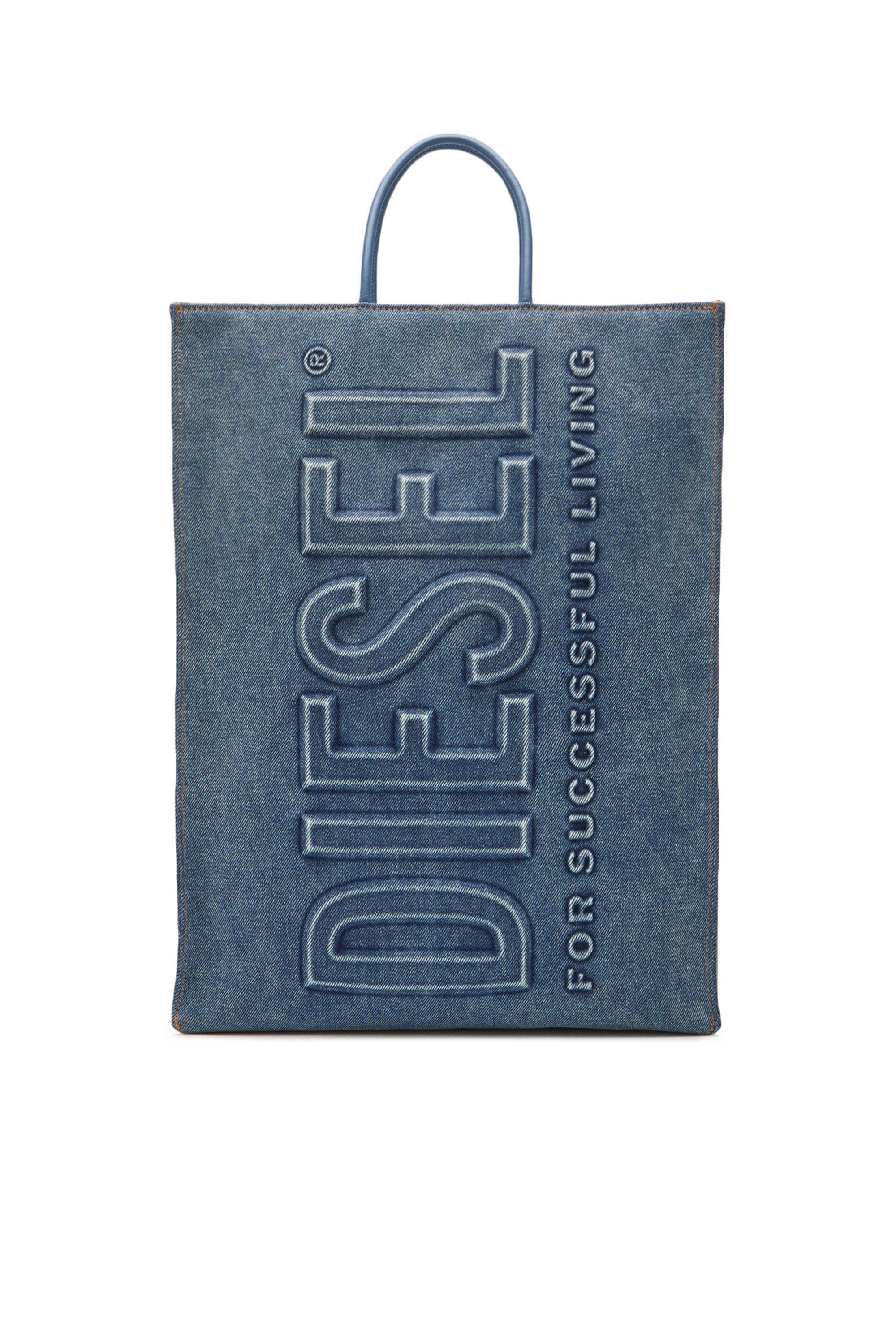 DSL SHOPPER 3D L X: Large tote in overdyed denim | Diesel