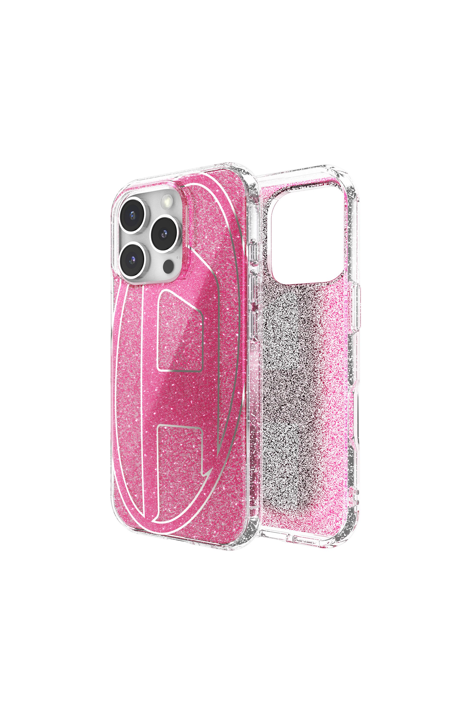 Diesel - 60156 AOP CASE, Unisex's Oval D Glitter Case for iP 16 Pro in Pink - 1