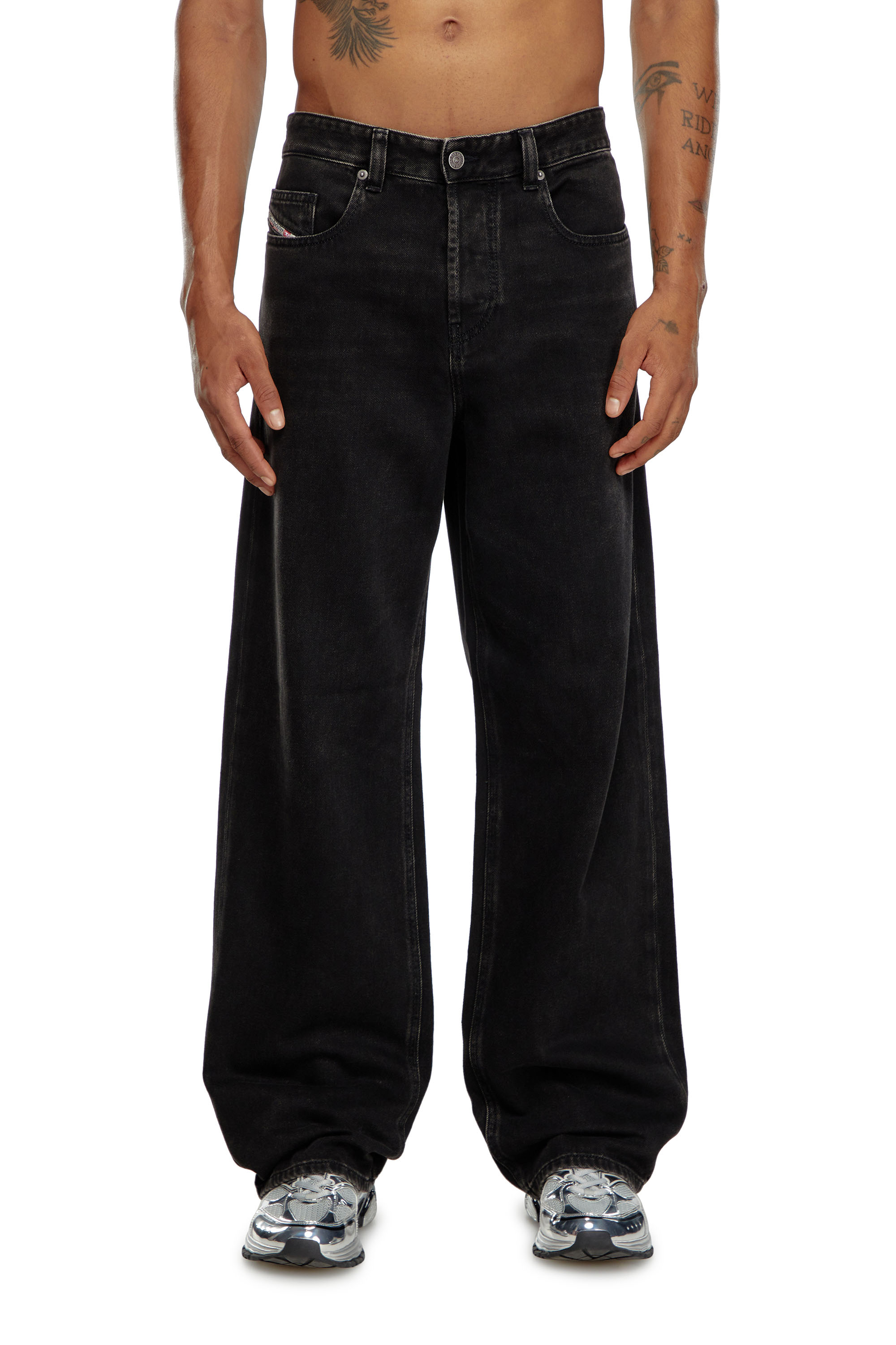 Diesel - Hombre Straight Jeans 2001 D-Macro 09I35, Negro/Gris oscuro - Image 1