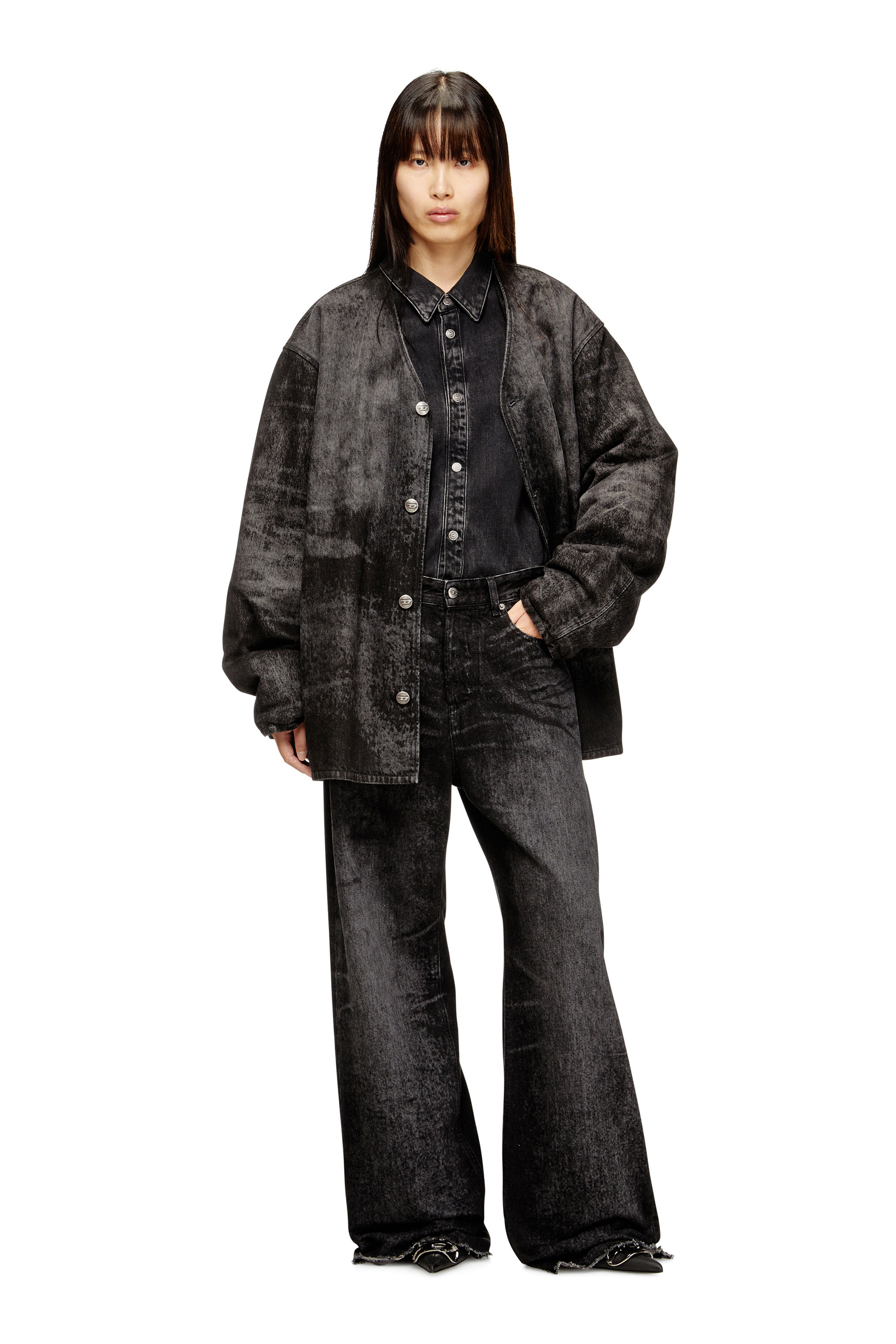 Diesel - Relaxed Jeans 1996 D-Sire 007DB Mujer, Negro/Gris oscuro - 2