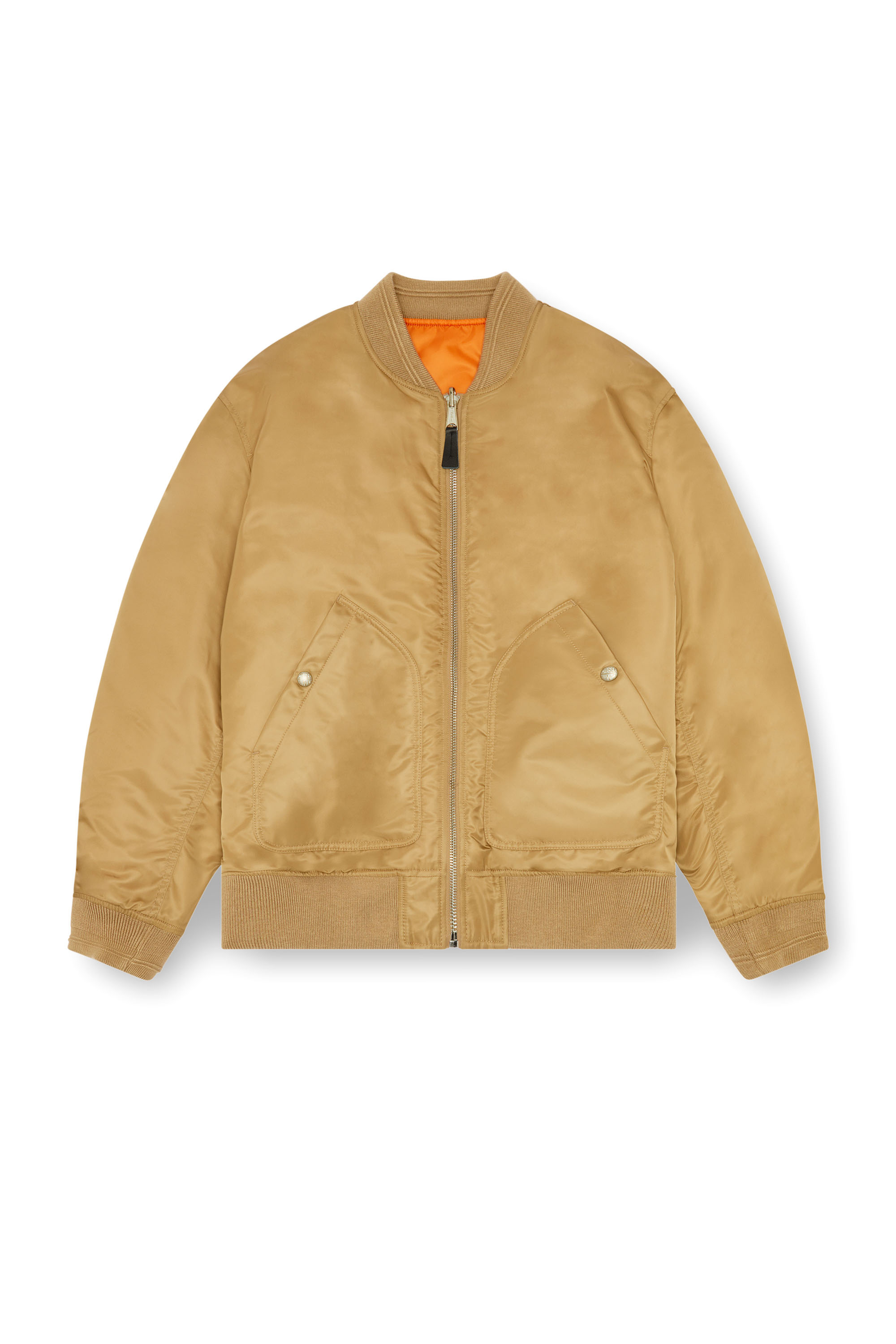 Diesel - J-HELD, Man's Bomber in padded nylon with Oval D in Light Brown - 7