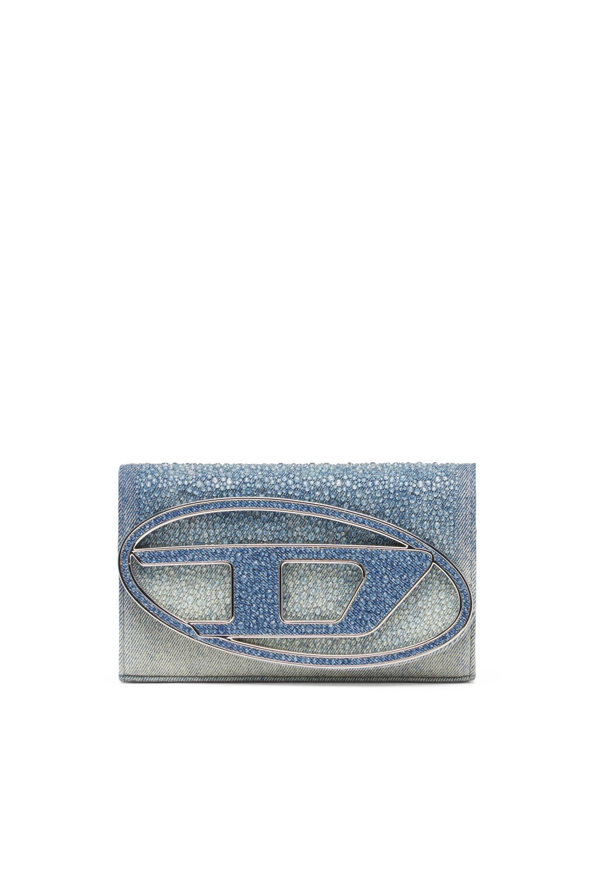 Diesel - 1DR WALLET STRAP, Woman Wallet purse in crystal denim in Blue - Image 1