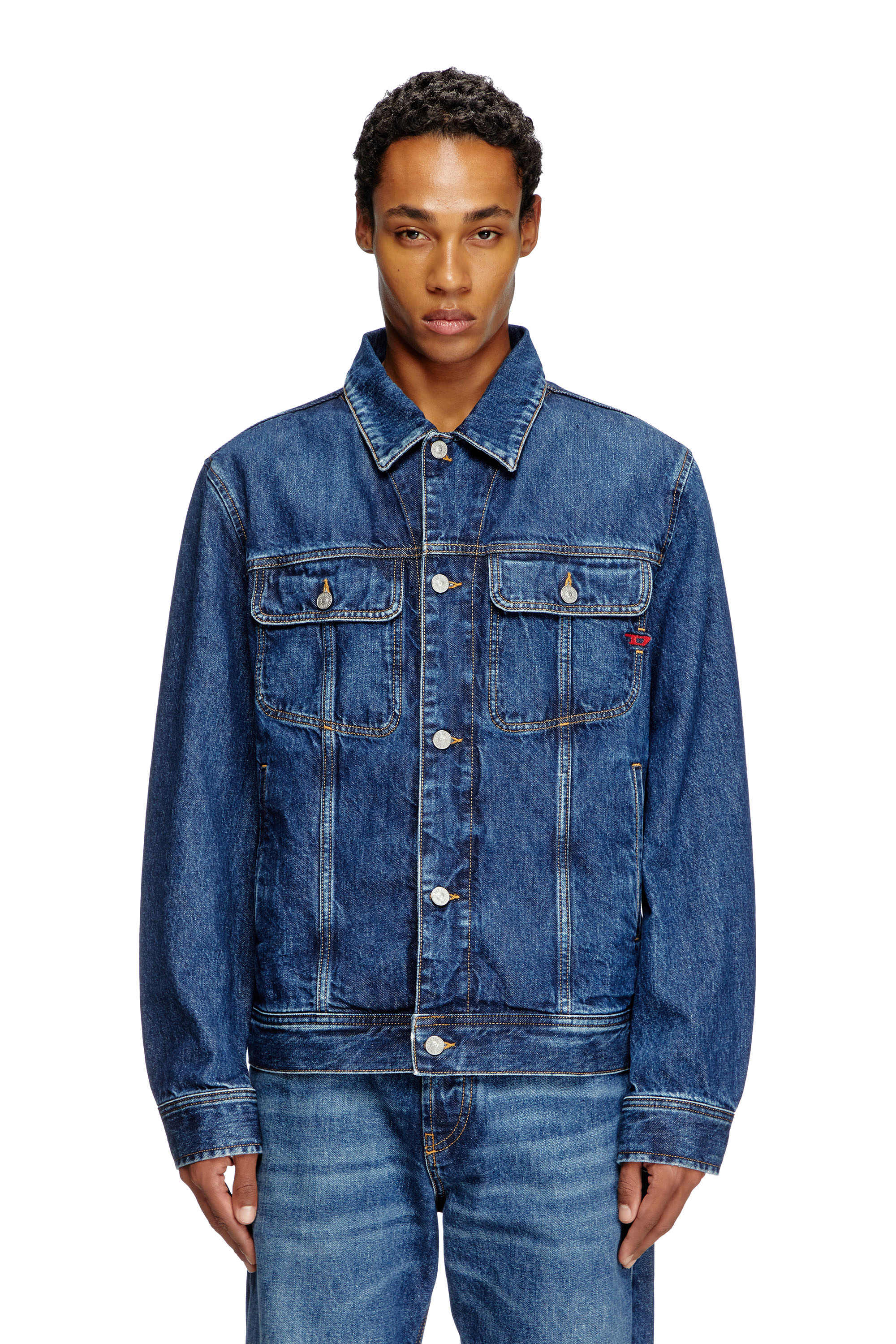 Diesel - D-BARCY, Chaqueta trucker de fit regular Hombre in Azul marino - 1