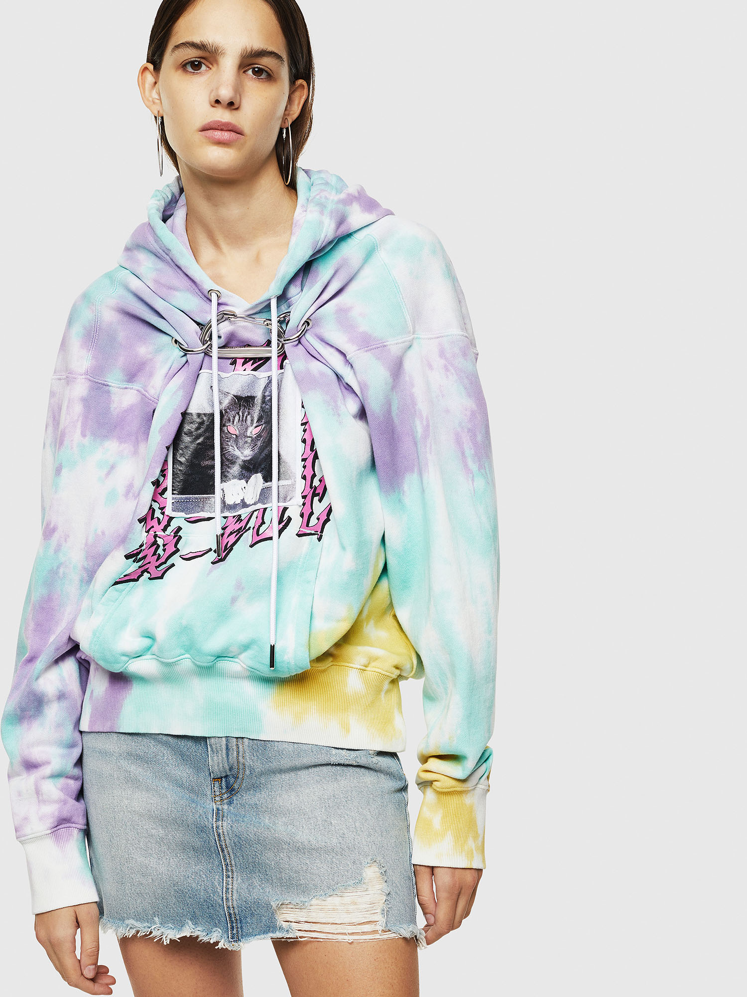 F-ALBYHOOK-B Woman: Tie-dye hoodie with hook detail | Diesel