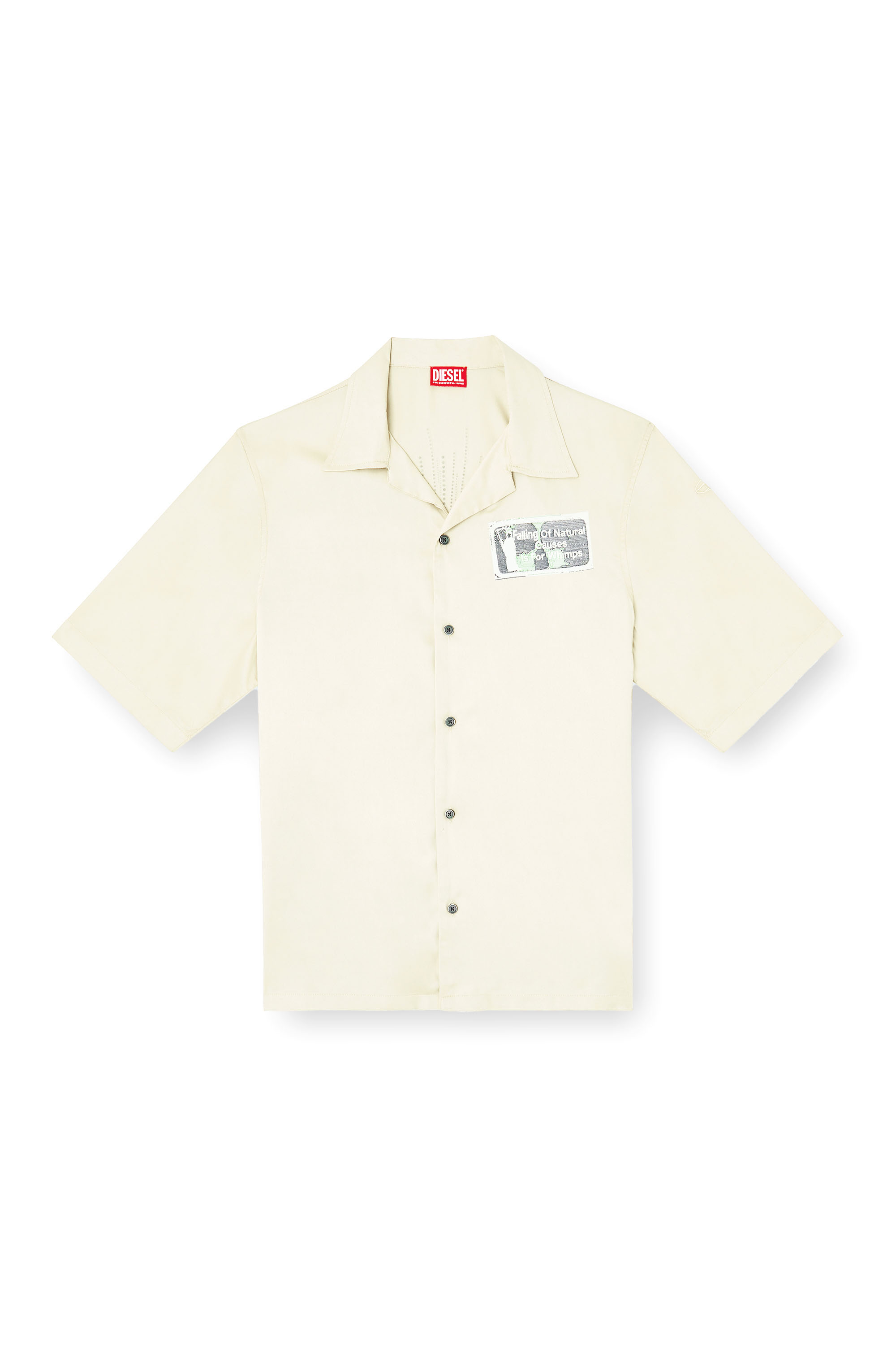Diesel - S-BRACK-B-EPBR, Man's TENCEL™ shirt with rhinestone graphic in Beige - 4