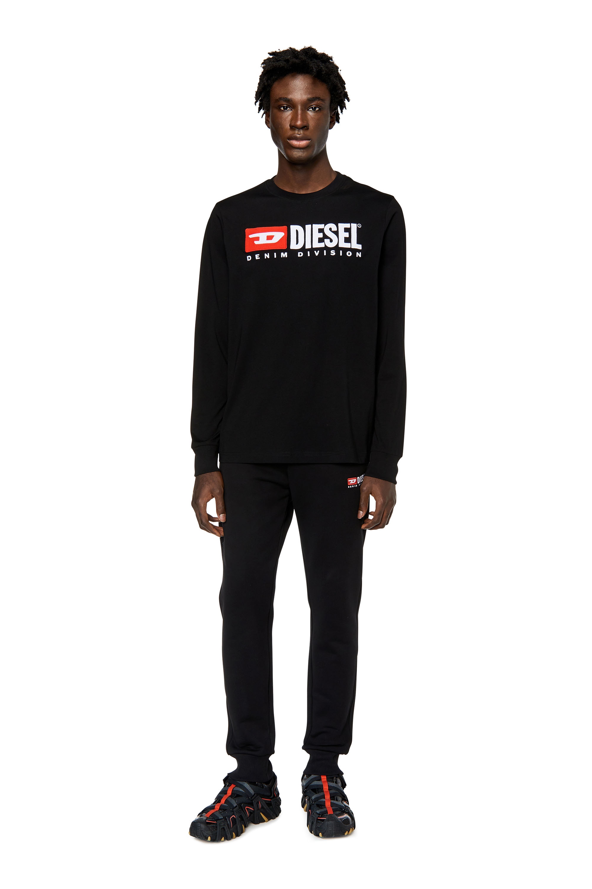 関税込【DIESEL】Juseam long sleeve T-shirt★Black T-ANGIE Women's Long-sleeve cotton T-shirt, cut-out logo