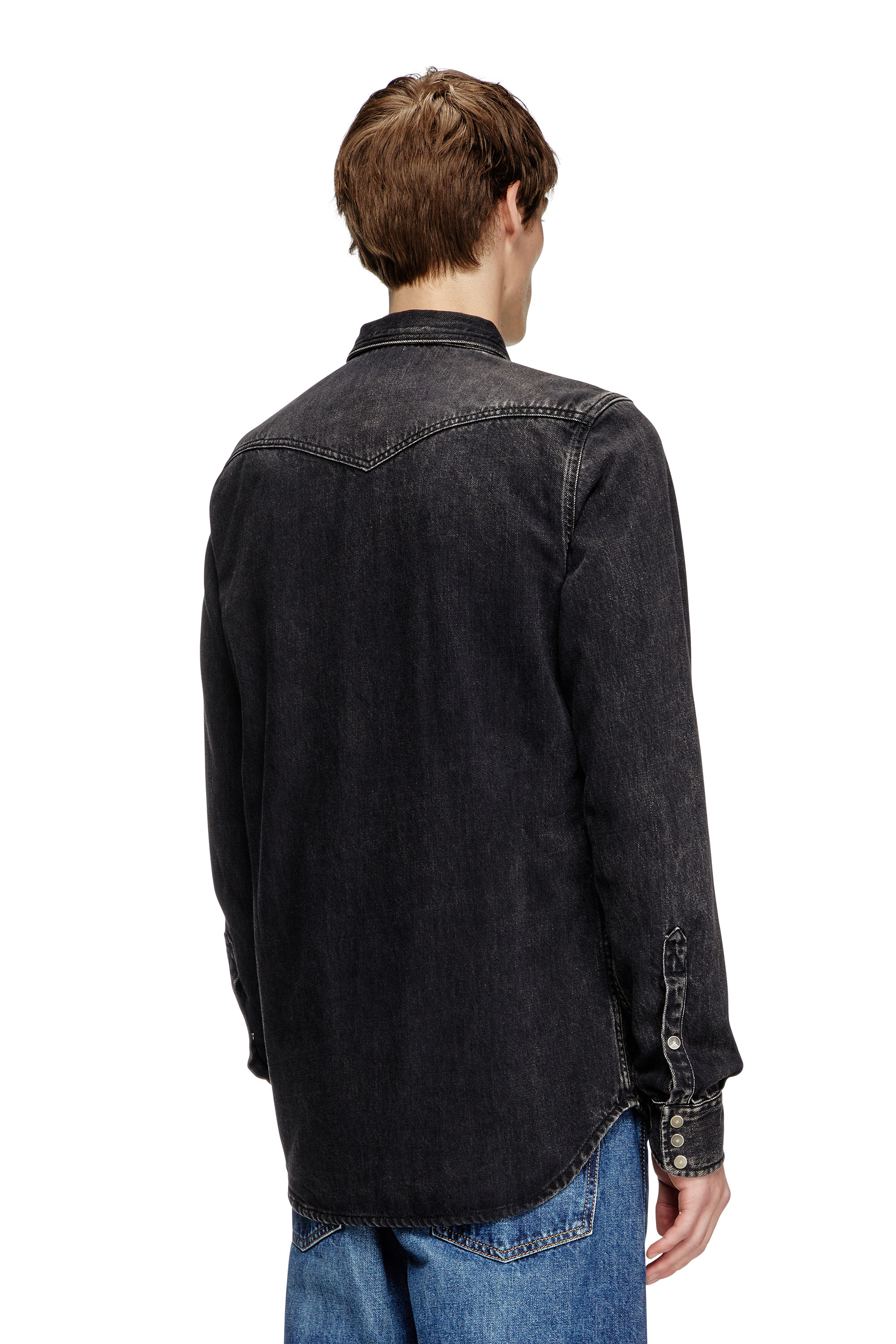 Diesel - D-VEGA, Man's Overshirt in Tencel denim in Black - 3