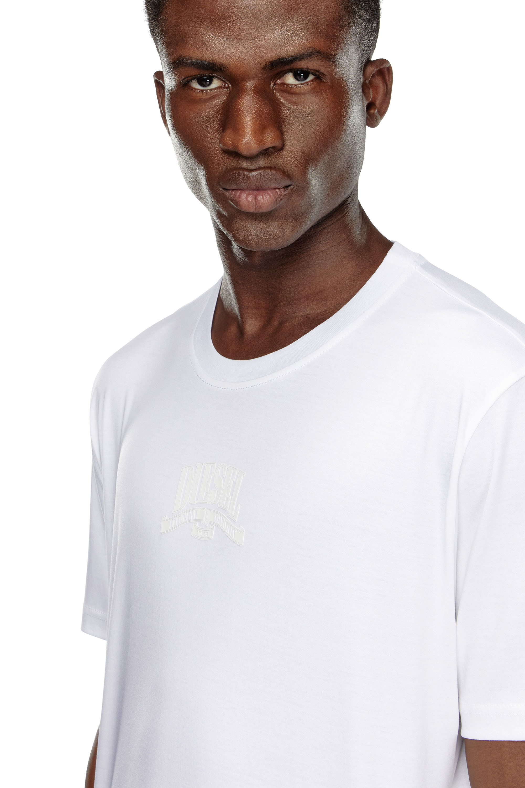 Diesel - T-MADJUST-K1, Man's Interlock T-shirt with tonal Diesel print in White - 3