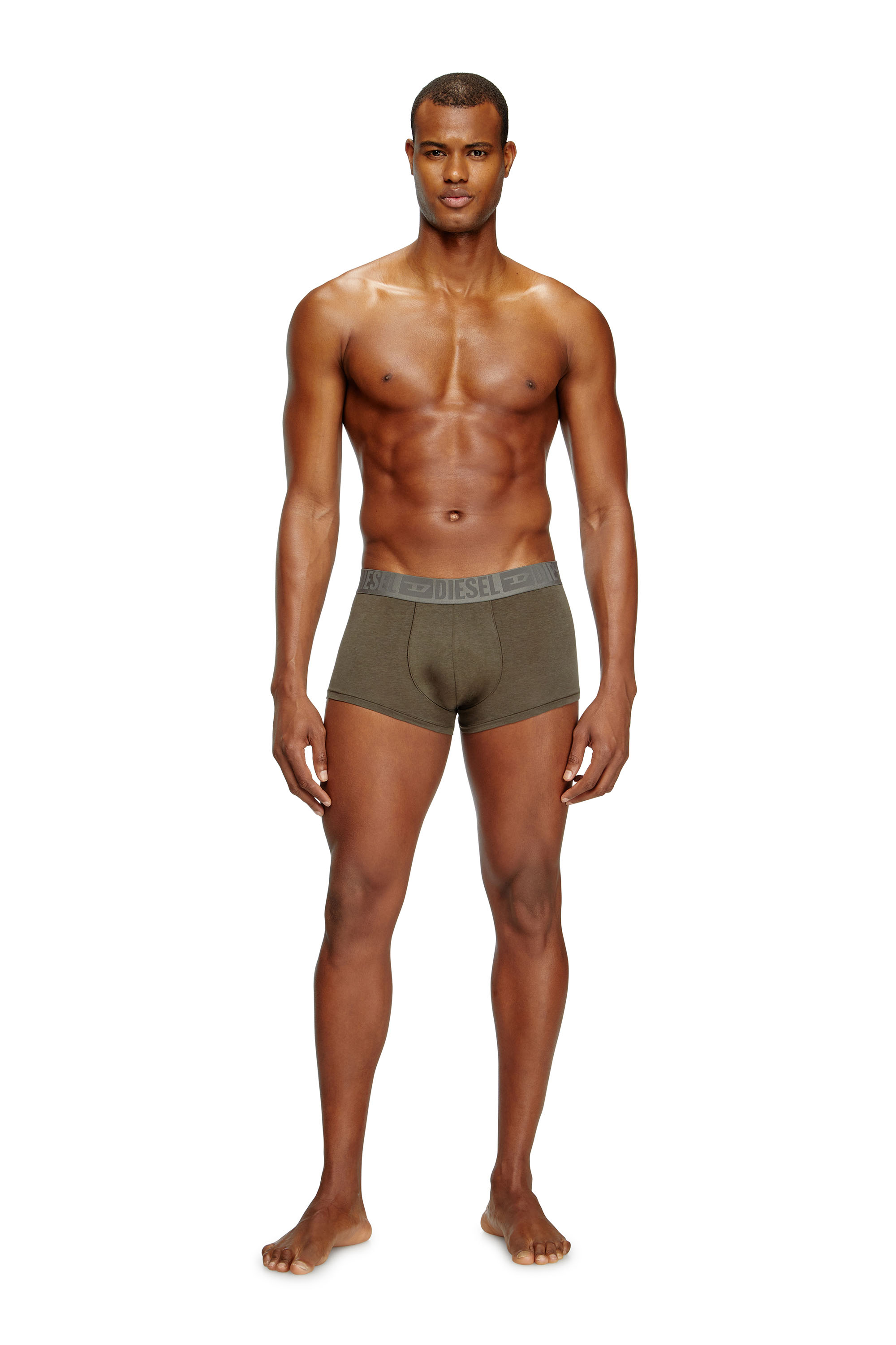 Diesel - BENJAMIN-D-MONO-3PACK, Man's Three-pack plain boxer briefs in Green/Black - 3