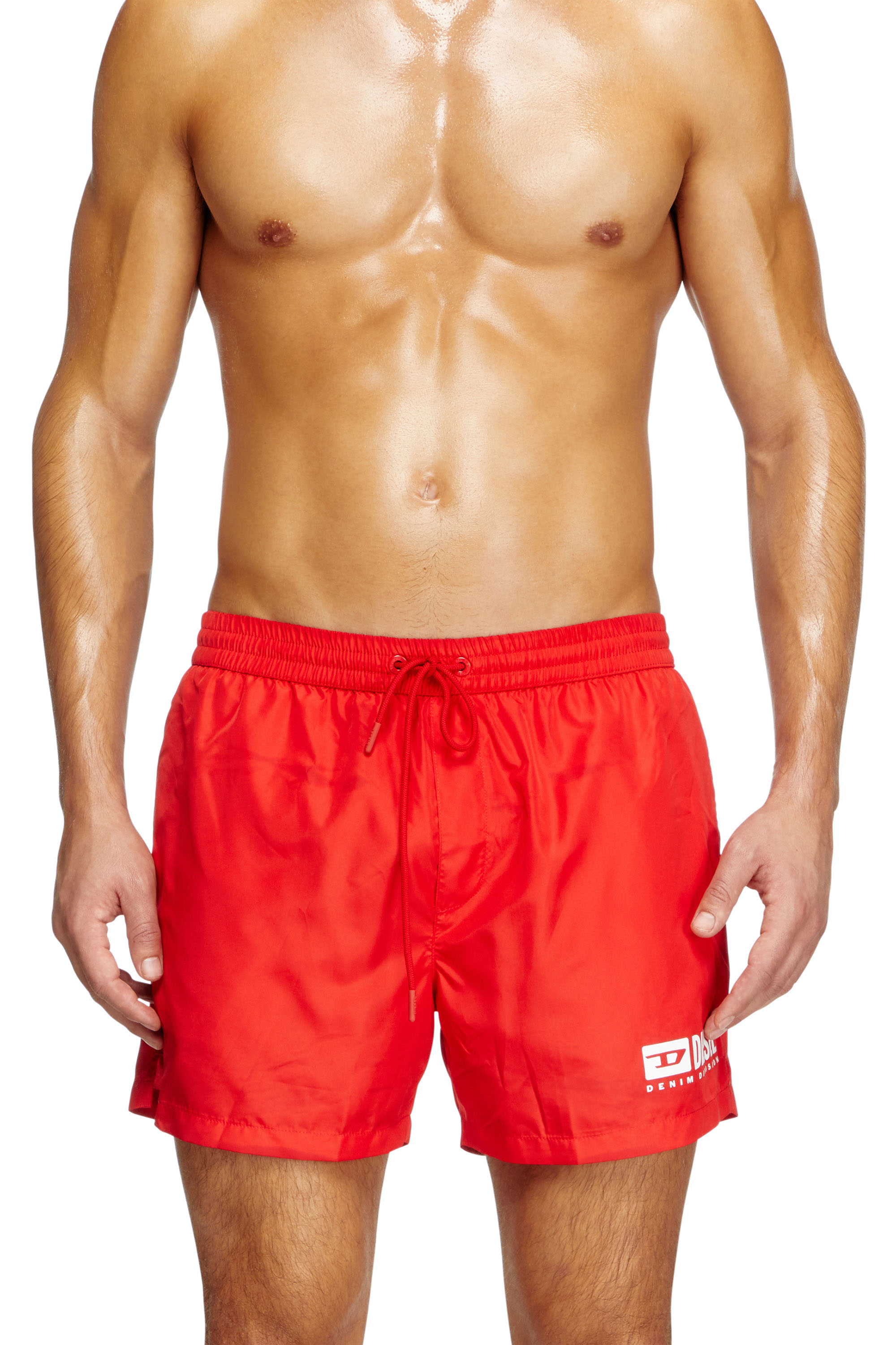 Diesel - KEN-37-D-BOX, Man's Mid-length swim shorts with logo print in Red - 2