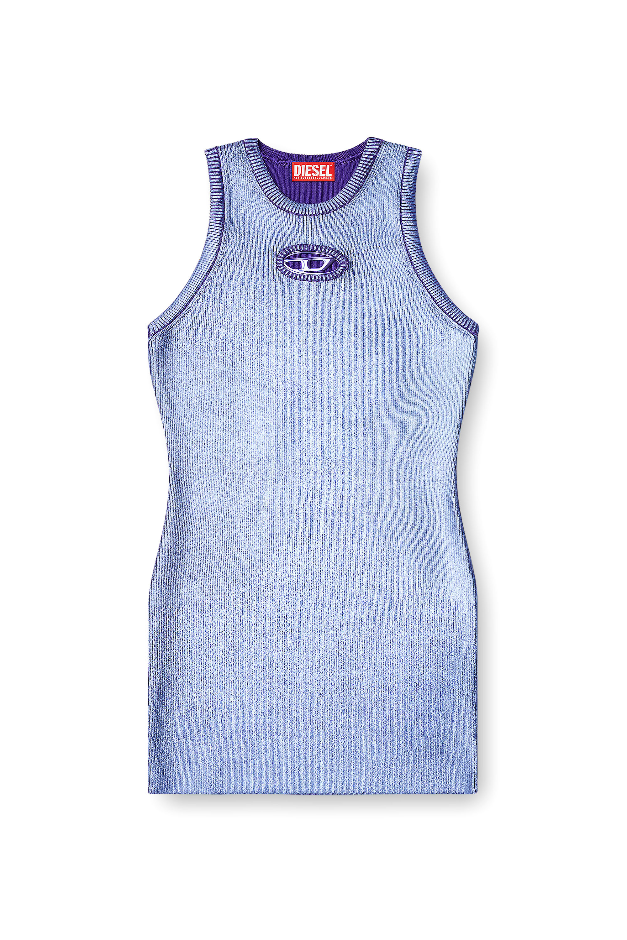 Diesel - M-CADDIX-M, Vestido con tirantes de tejido en canalé metálico Mujer in Morado - 3