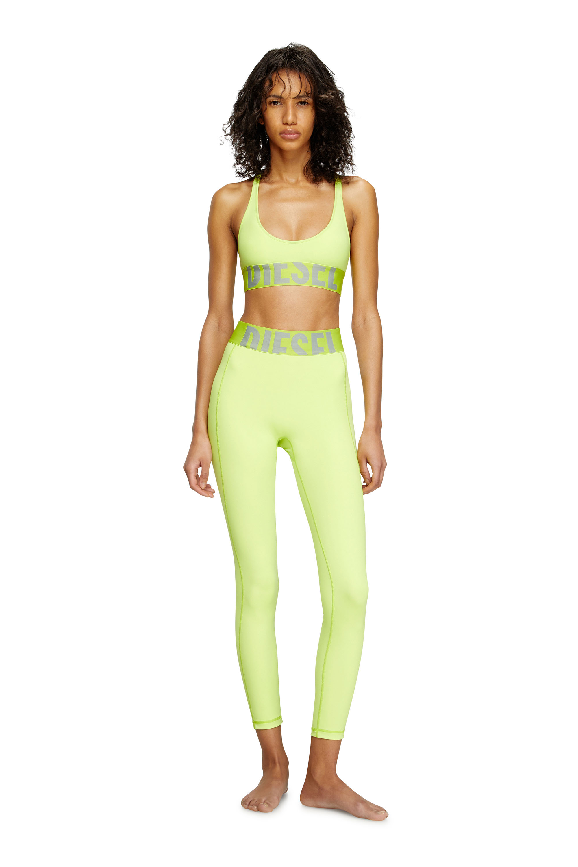 Diesel - ALLISON-D-POP, Woman's Microfibre sports bra with cut-off logo in Green Fluo - 2