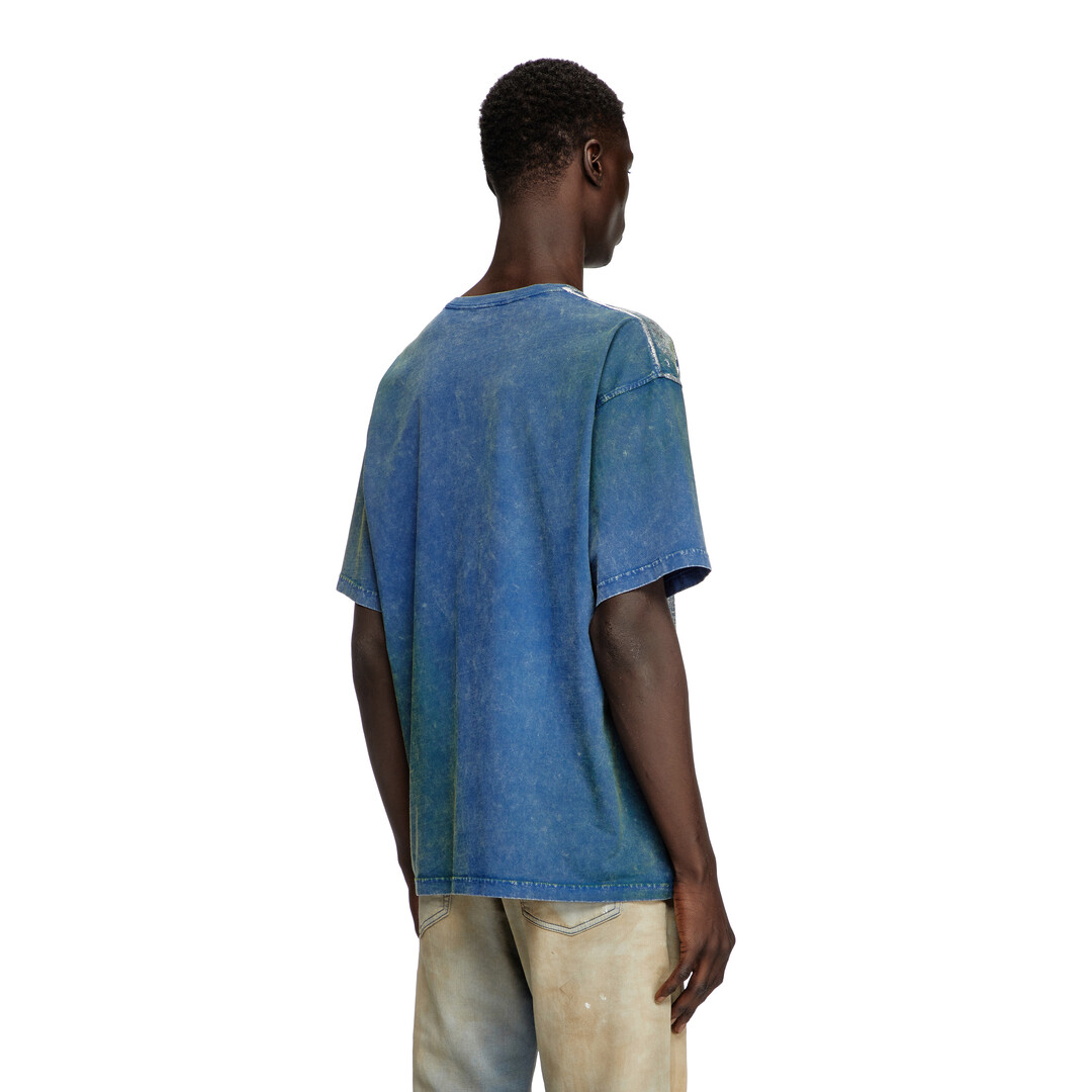 Men's Logo T-shirt with metallic effects | Blue | Diesel